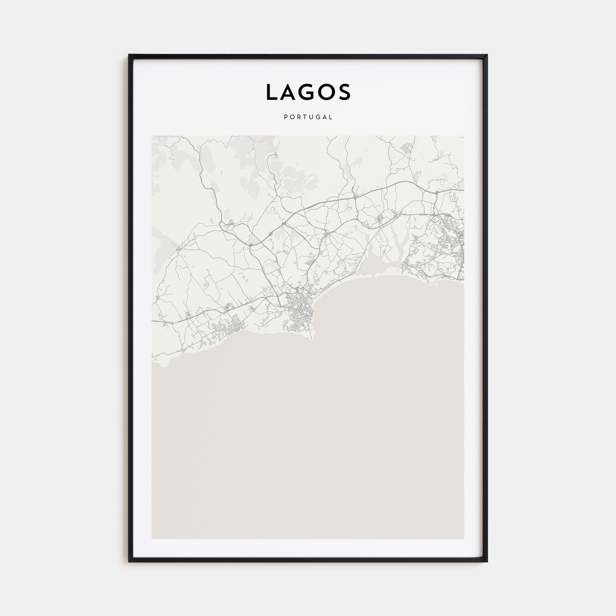Lagos, Portugal Map Portrait Poster