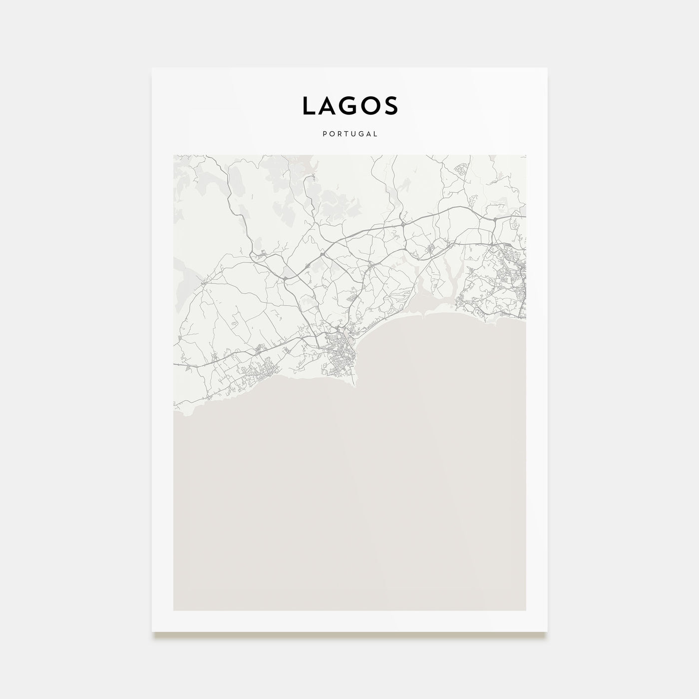 Lagos, Portugal Map Portrait Poster