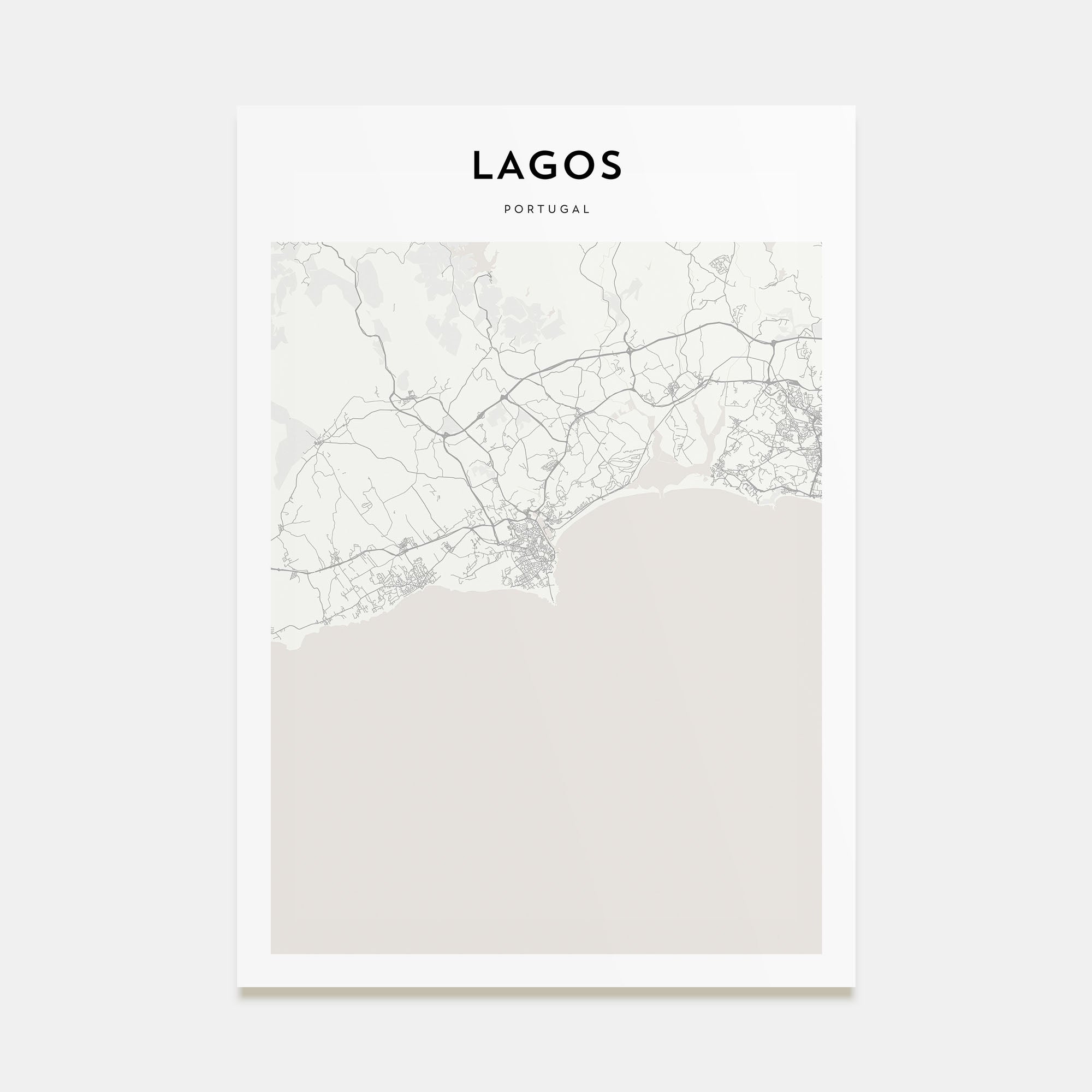 Lagos, Portugal Map Portrait Poster