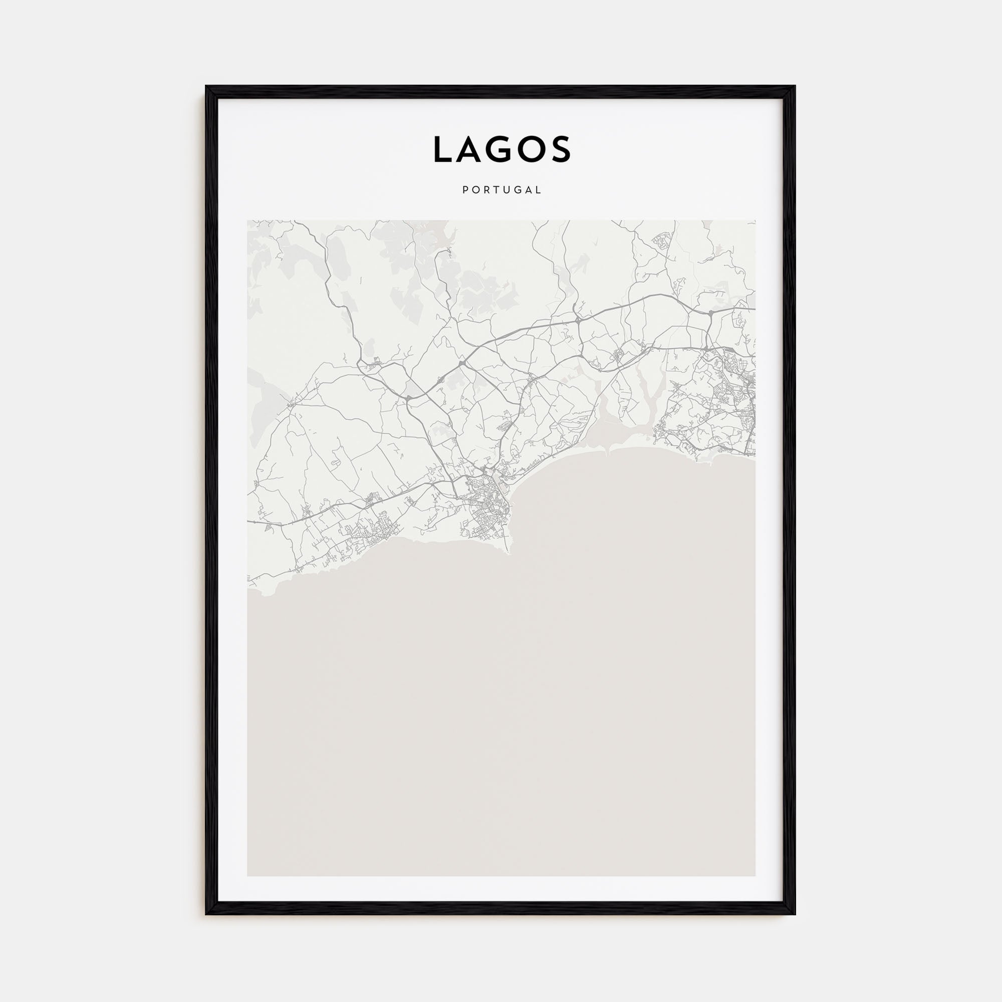 Lagos, Portugal Map Portrait Poster