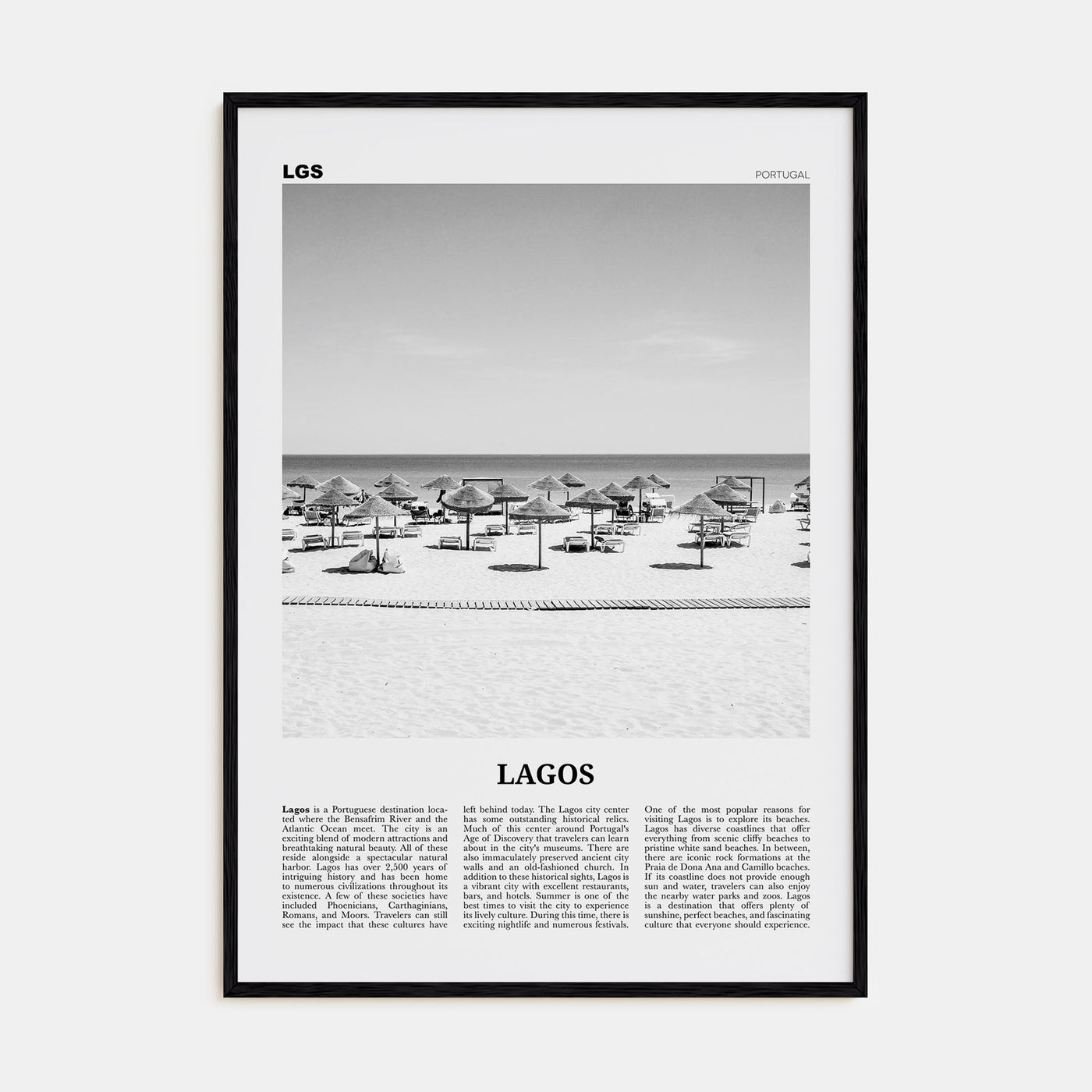Lagos, Portugal Travel B&W Poster