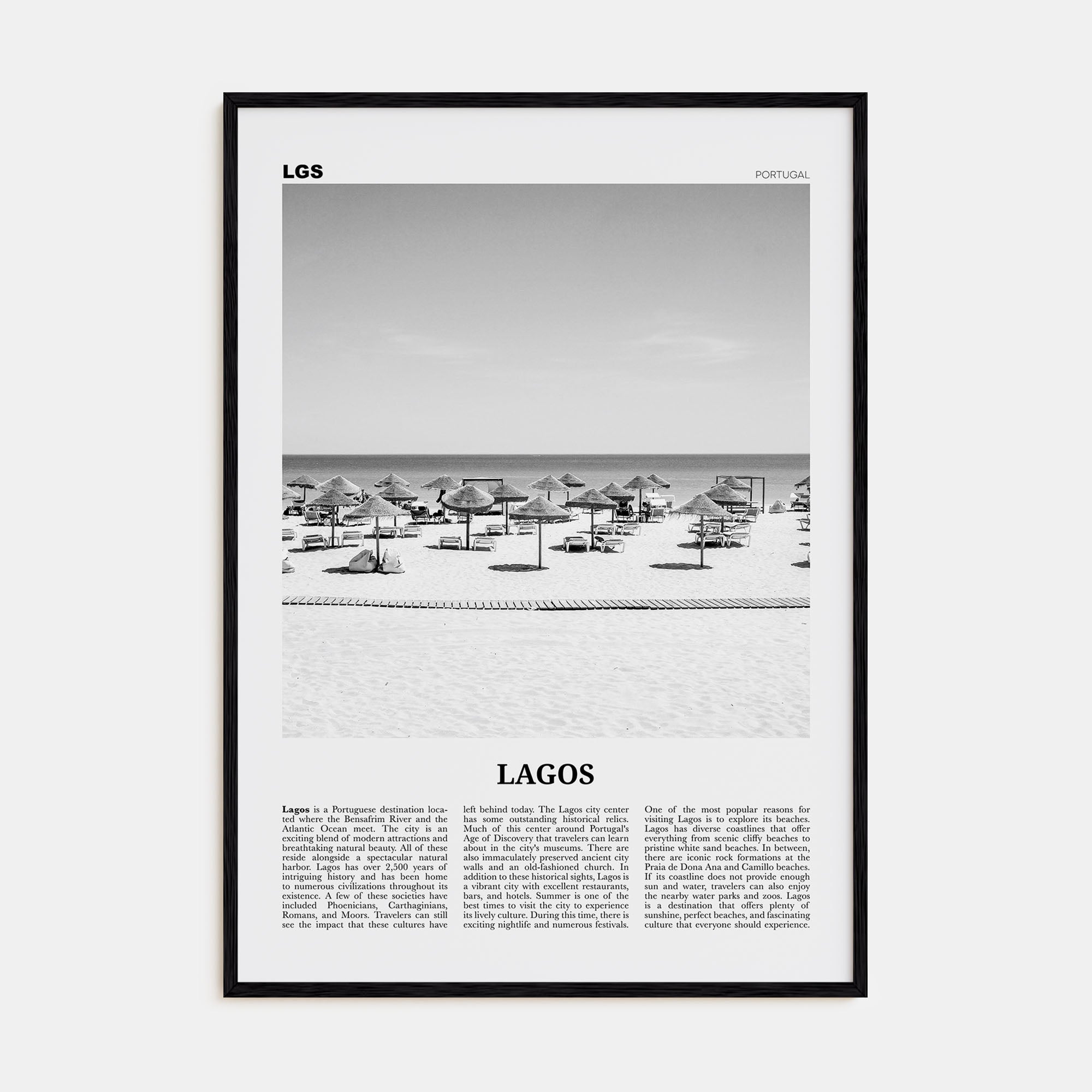 Lagos, Portugal Travel B&W Poster