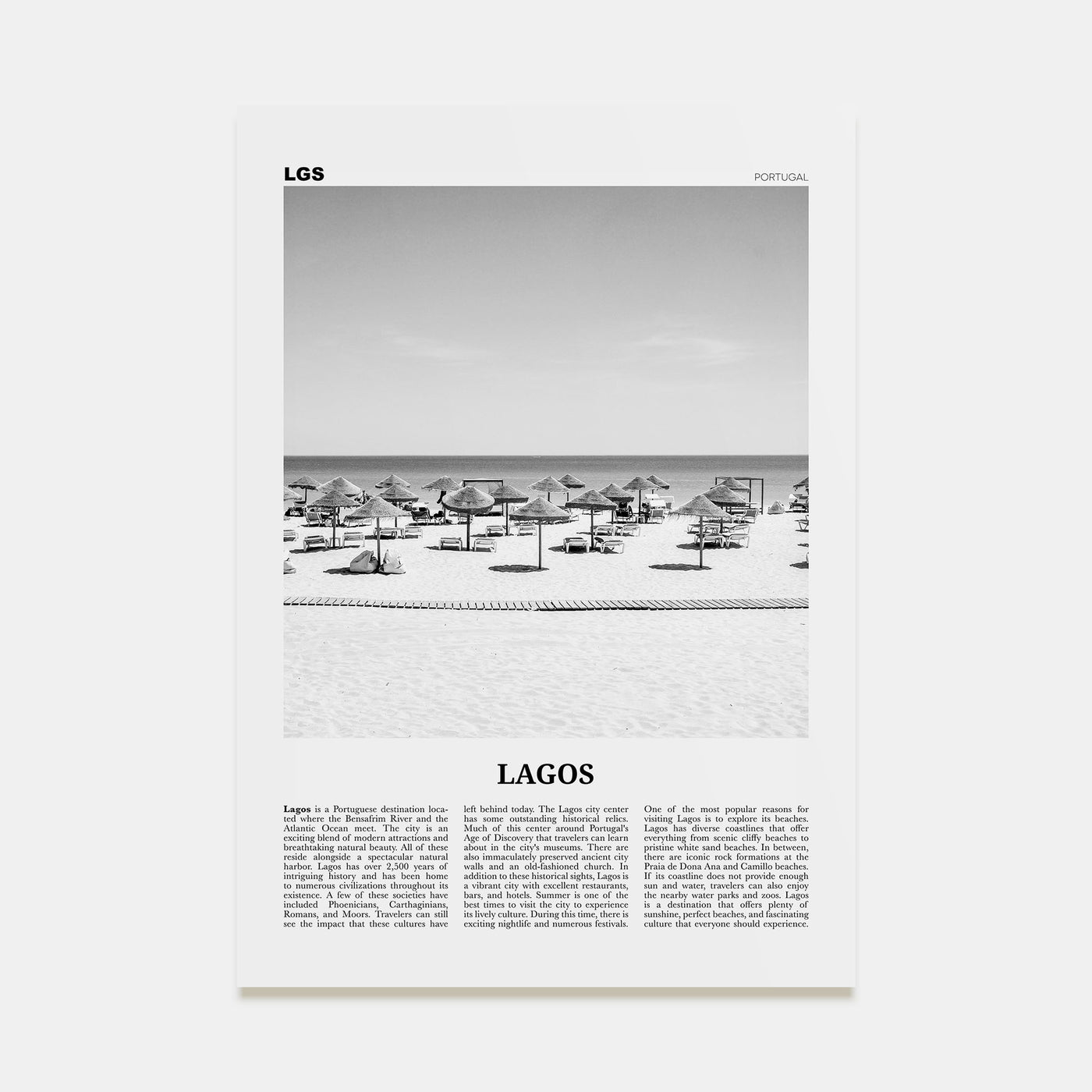 Lagos, Portugal Travel B&W Poster