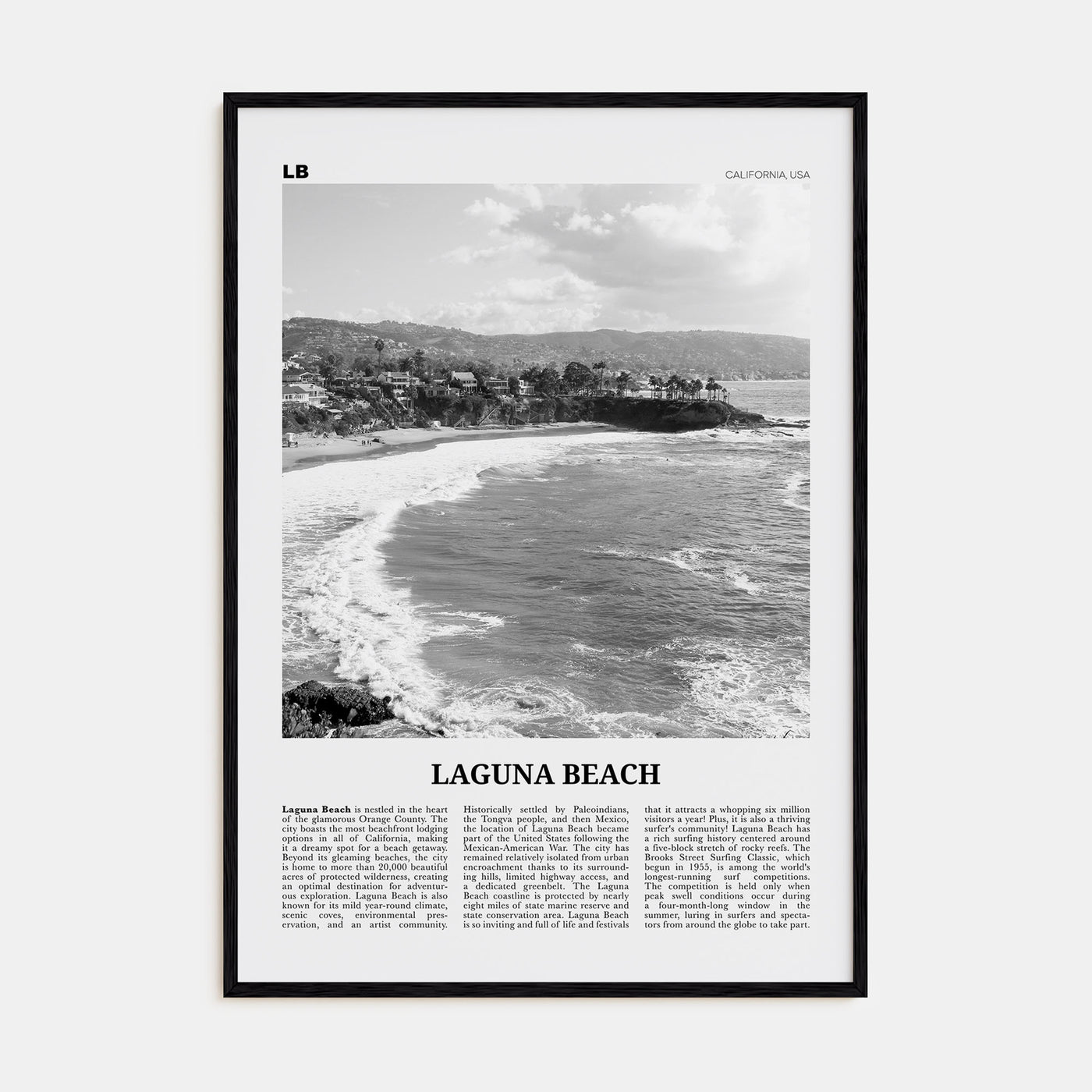 Laguna Beach Travel B&W No 1 Poster