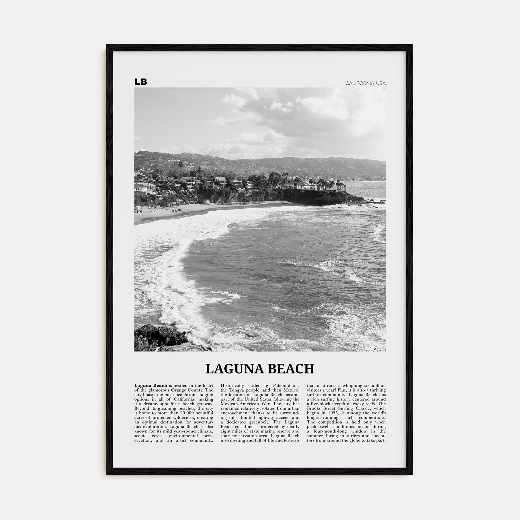 Laguna Beach Travel B&W No 1 Poster