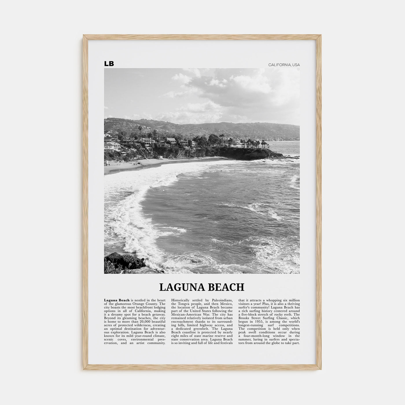 Laguna Beach Travel B&W No 1 Poster