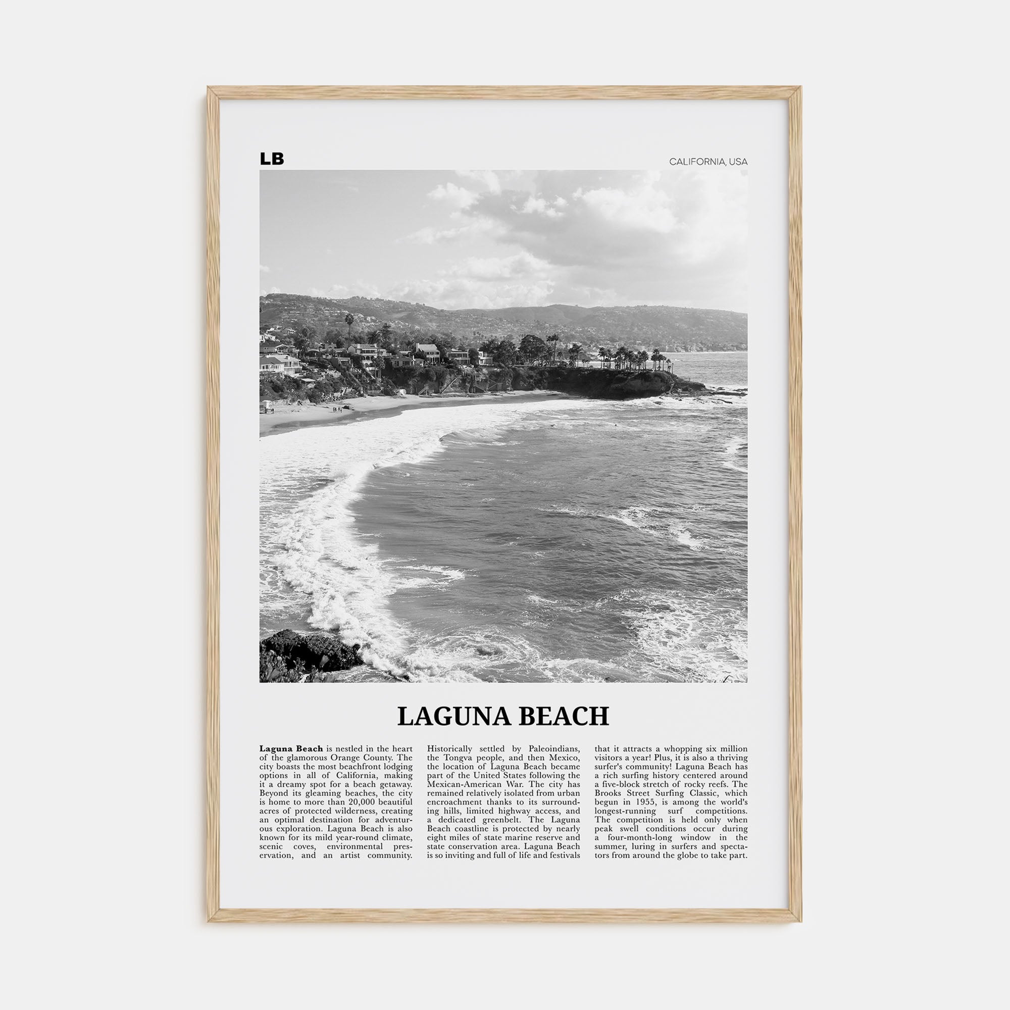 Laguna Beach Travel B&W No 1 Poster