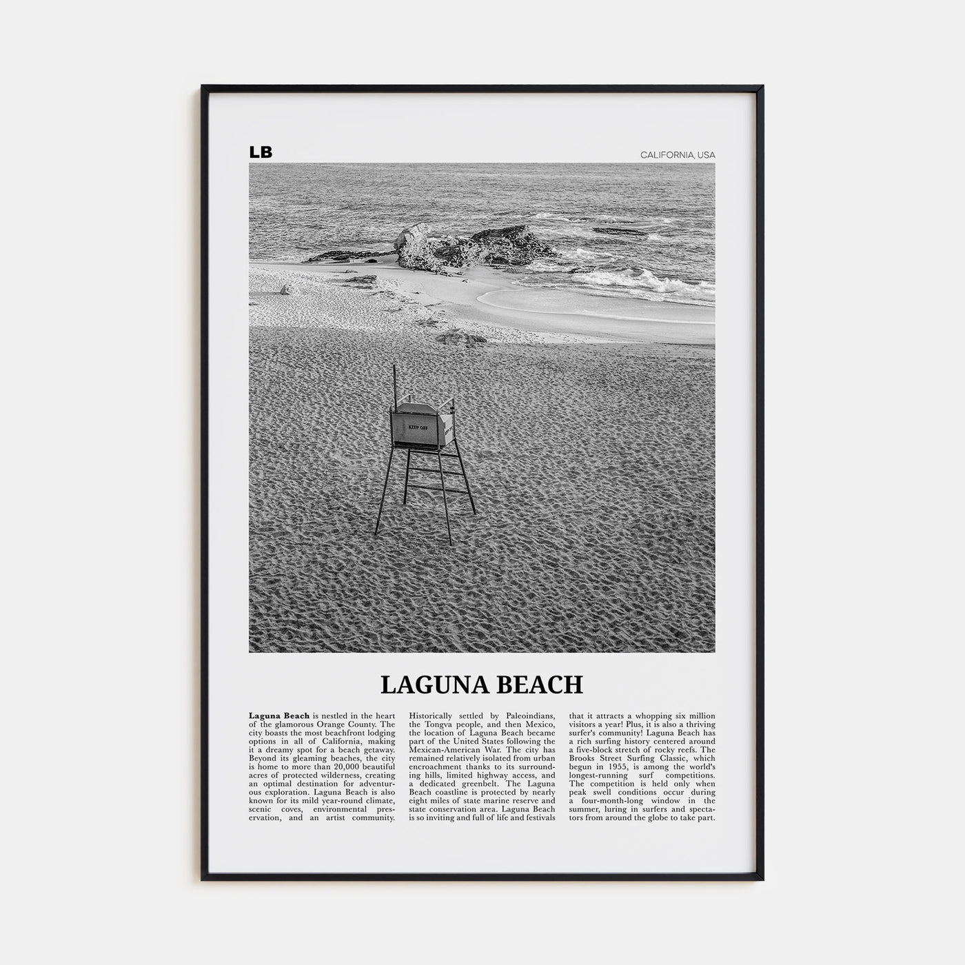 Laguna Beach Travel B&W No 2 Poster