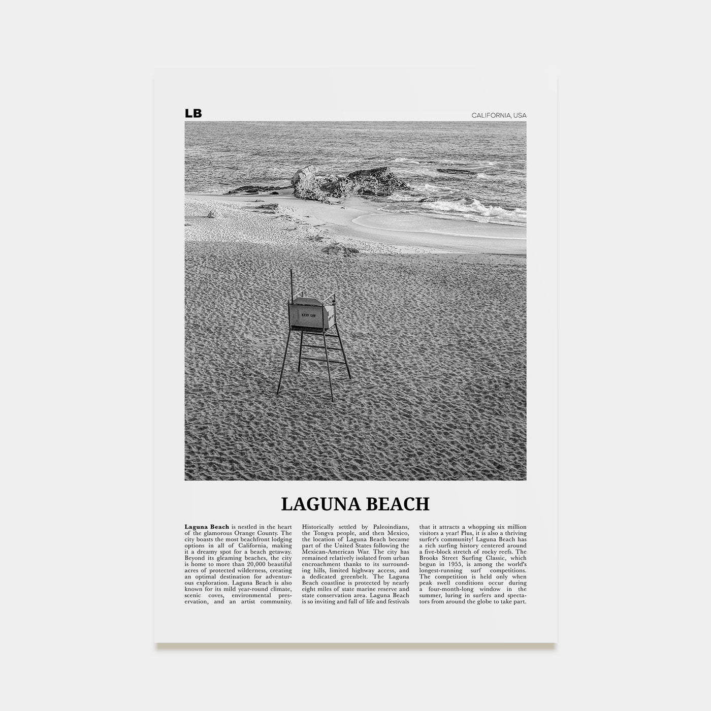 Laguna Beach Travel B&W No 2 Poster