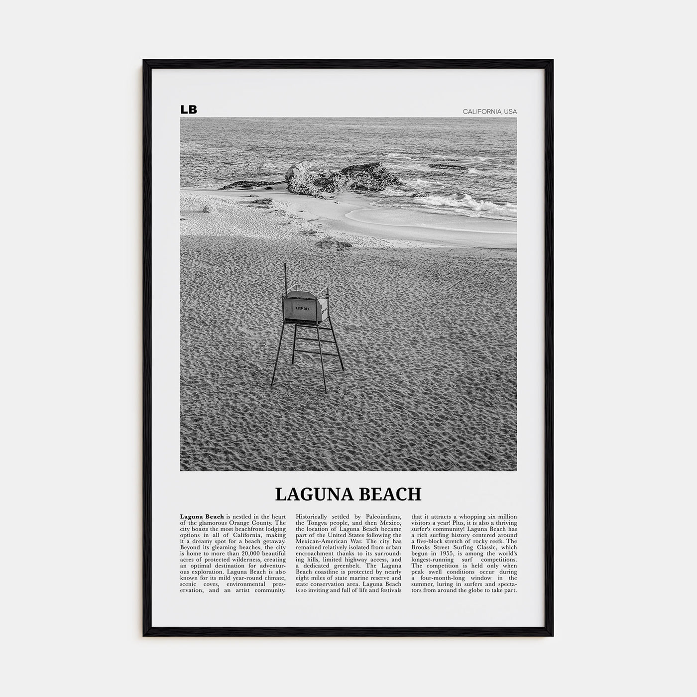 Laguna Beach Travel B&W No 2 Poster