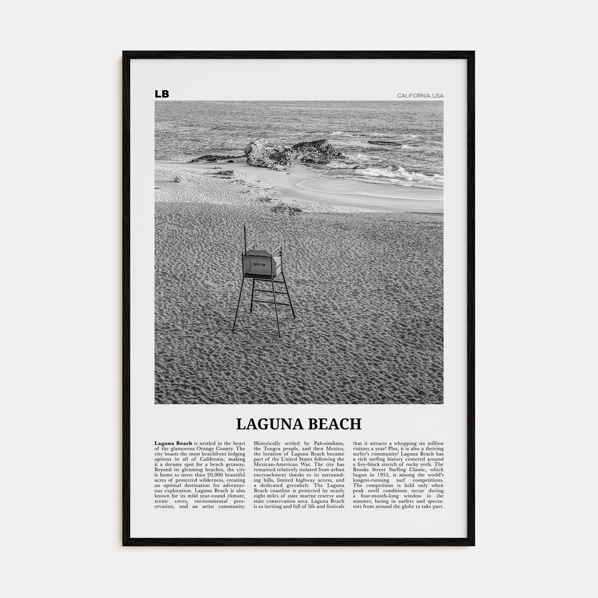 Laguna Beach Travel B&W No 2 Poster