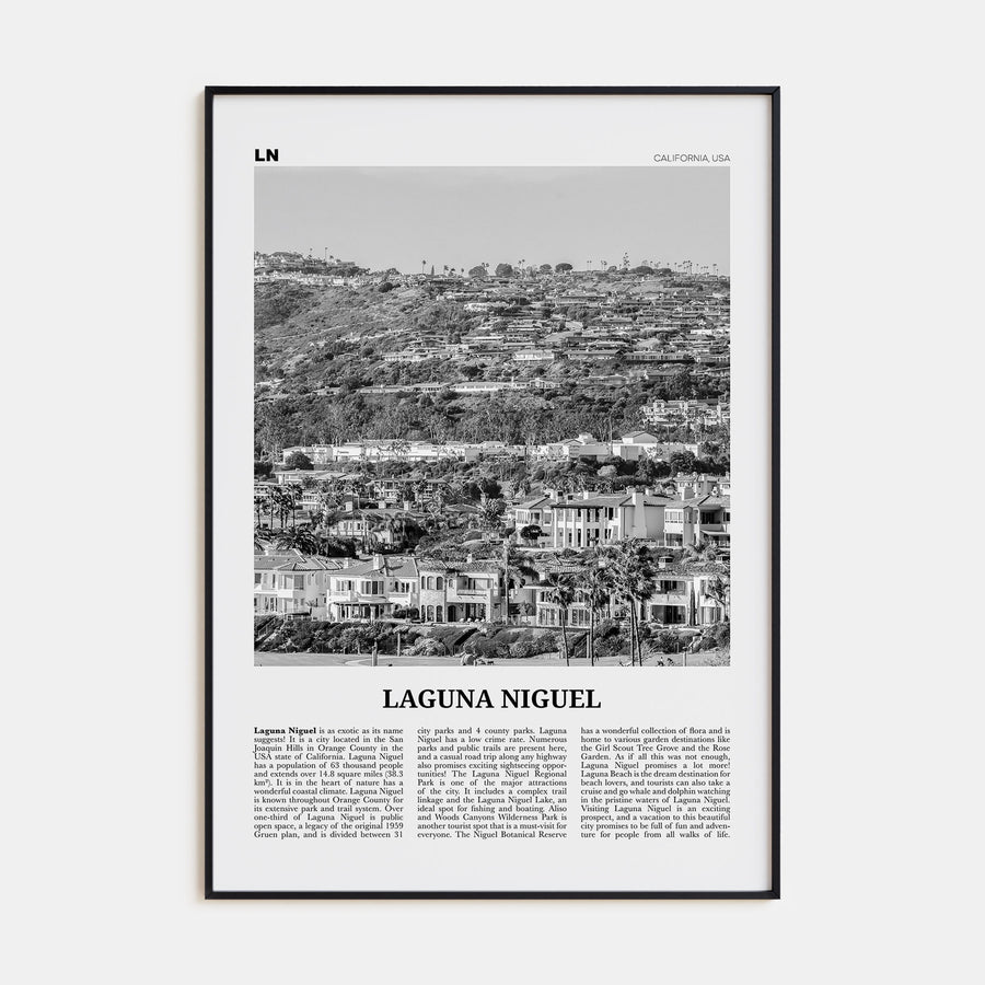 Laguna Niguel Travel B&W Poster