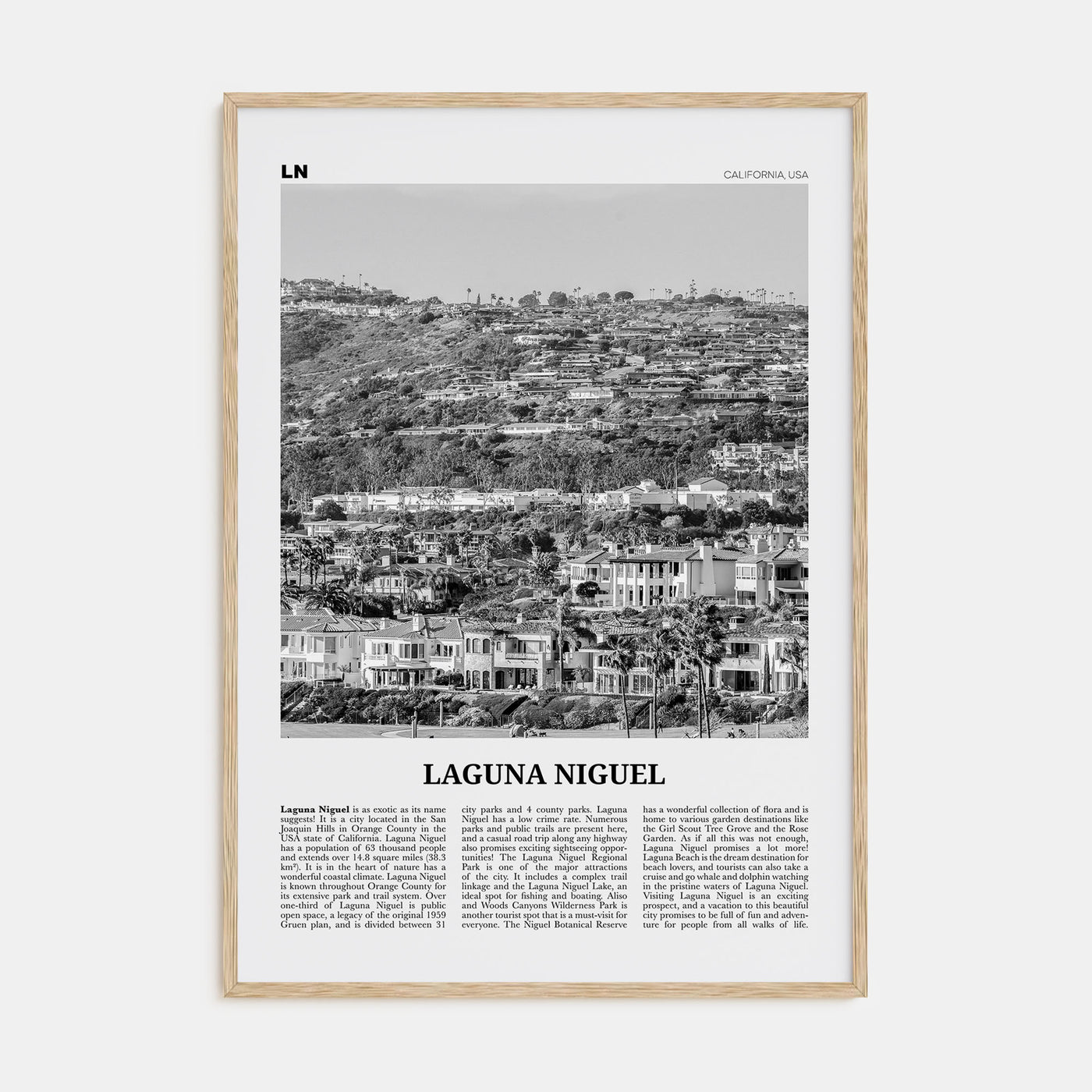 Laguna Niguel Travel B&W Poster