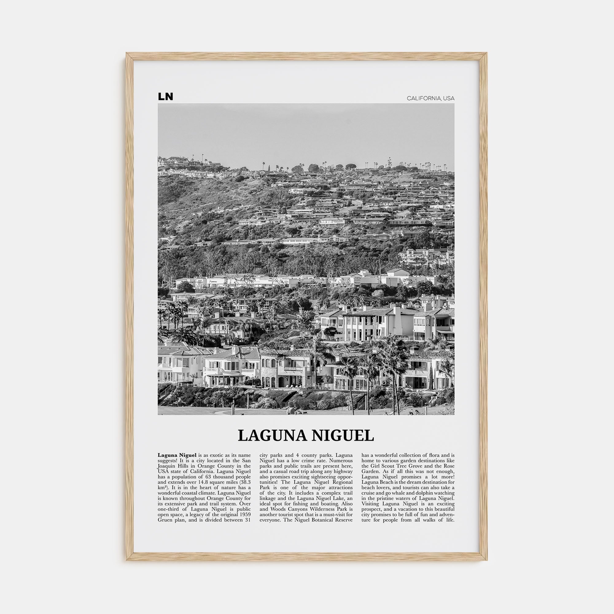 Laguna Niguel Travel B&W Poster