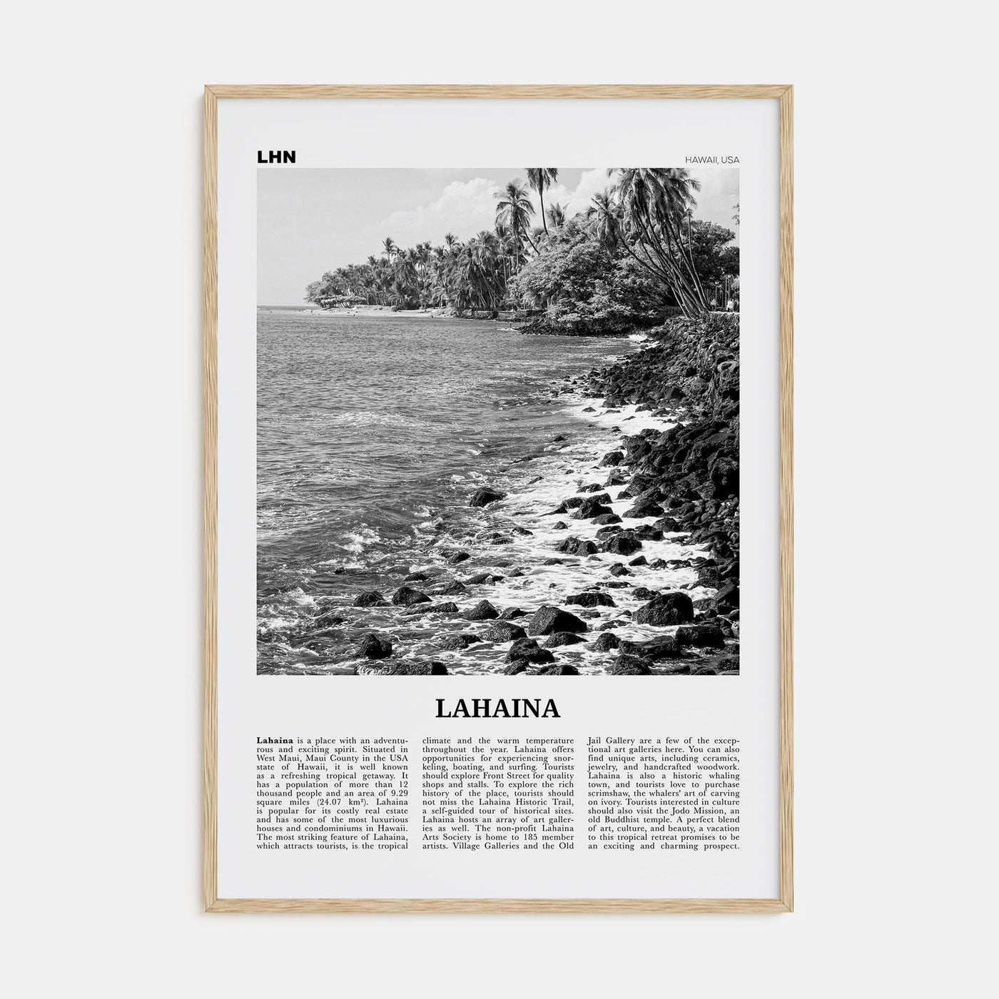 Lahaina Travel B&W Poster