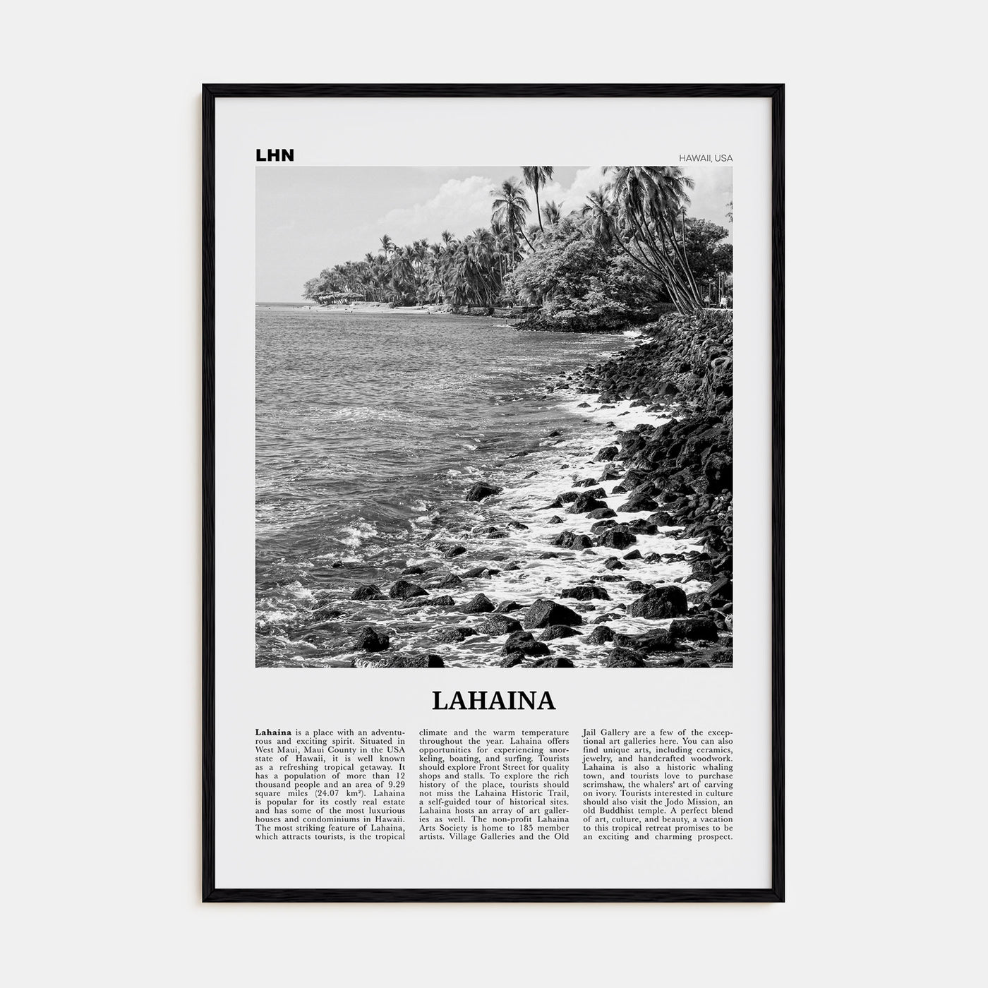 Lahaina Travel B&W Poster