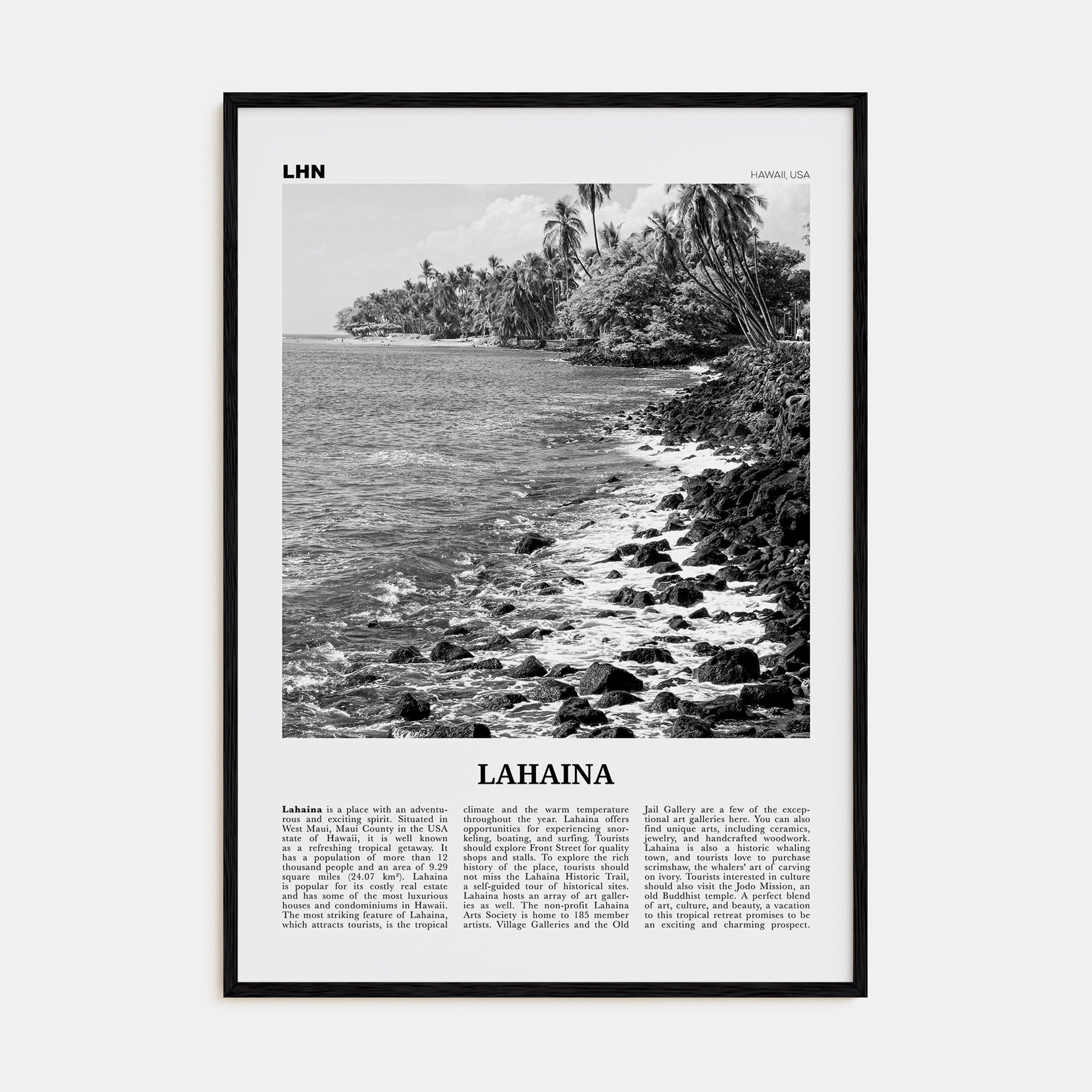 Lahaina Travel B&W Poster