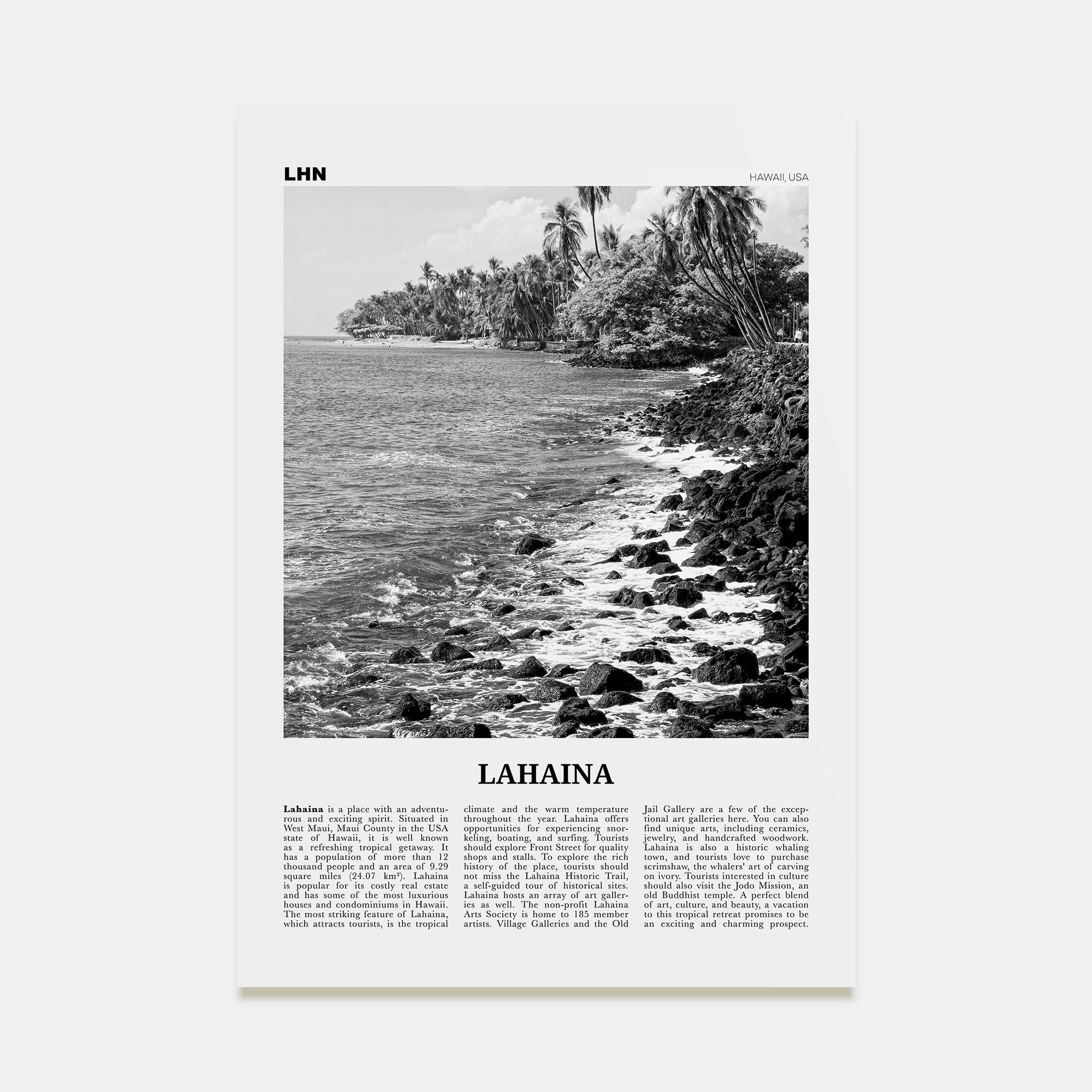 Lahaina Travel B&W Poster