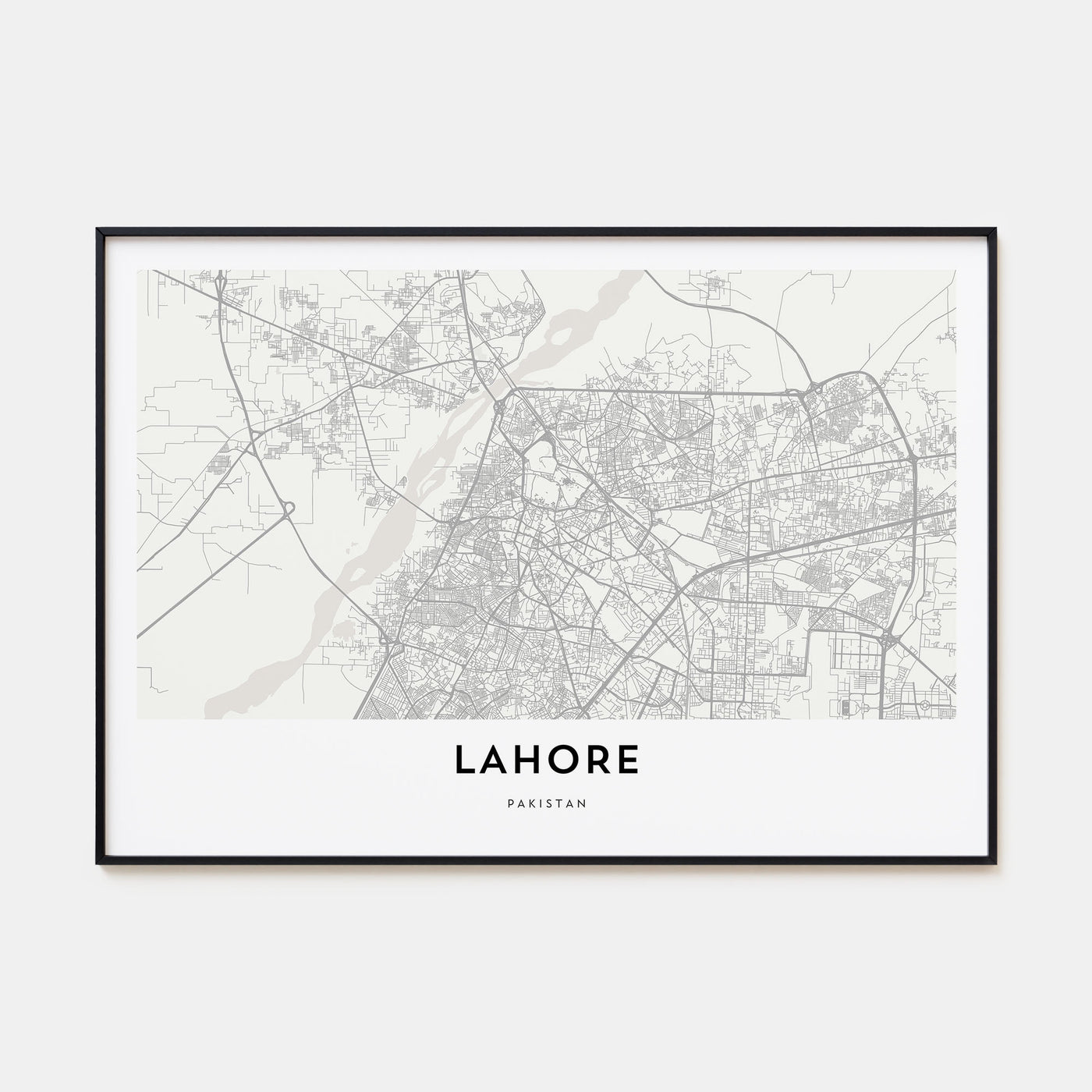 Lahore Map Landscape Poster