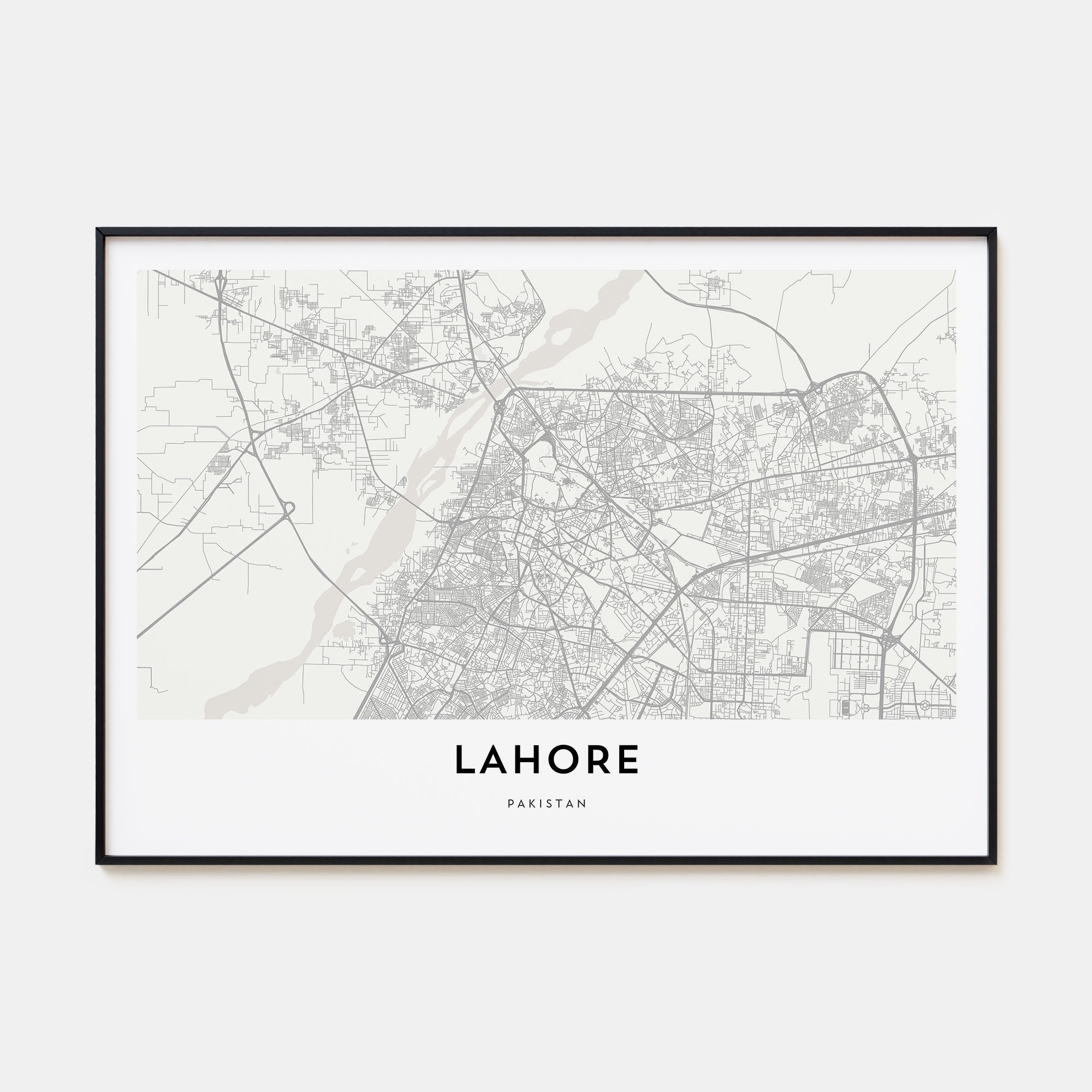 Lahore Map Landscape Poster