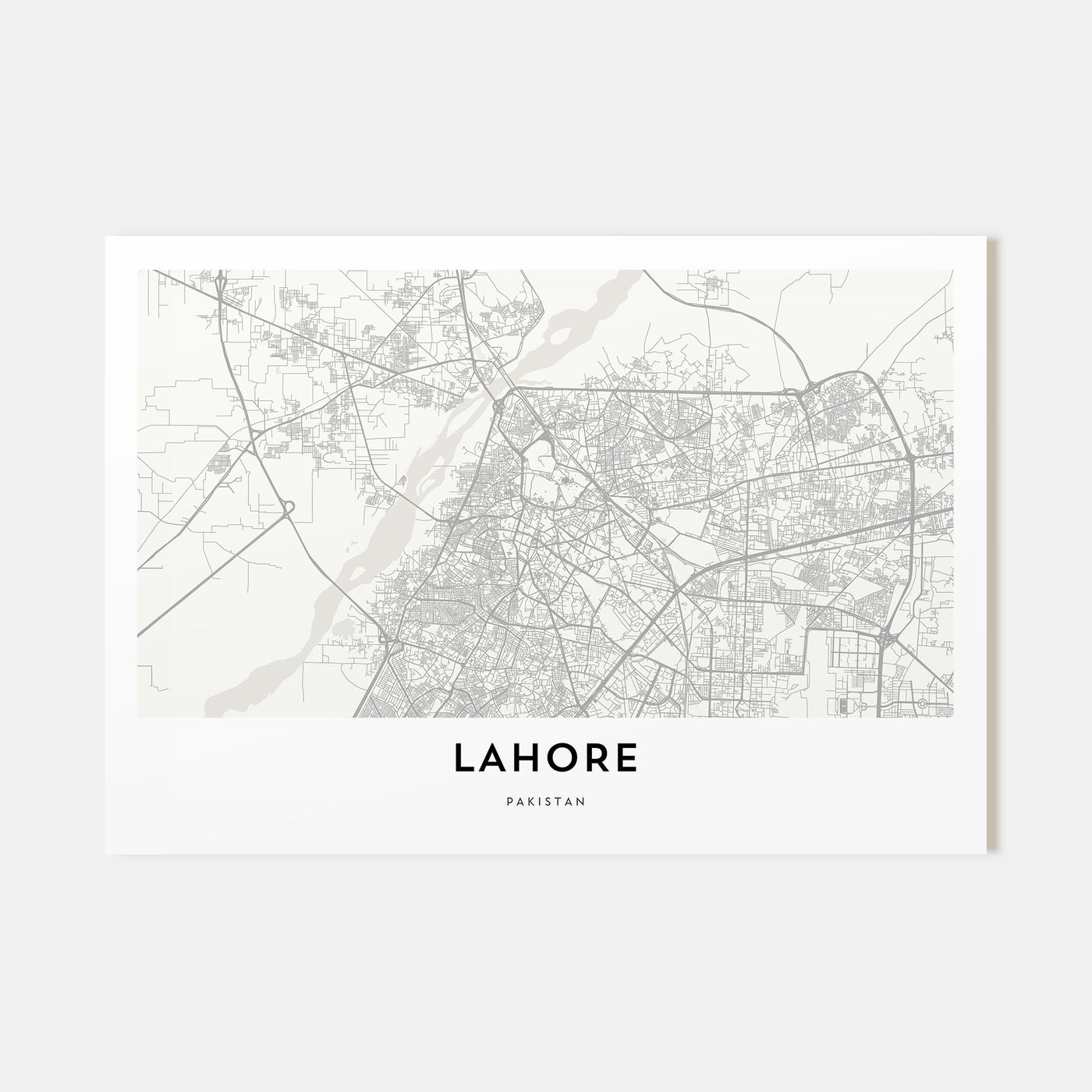 Lahore Map Landscape Poster