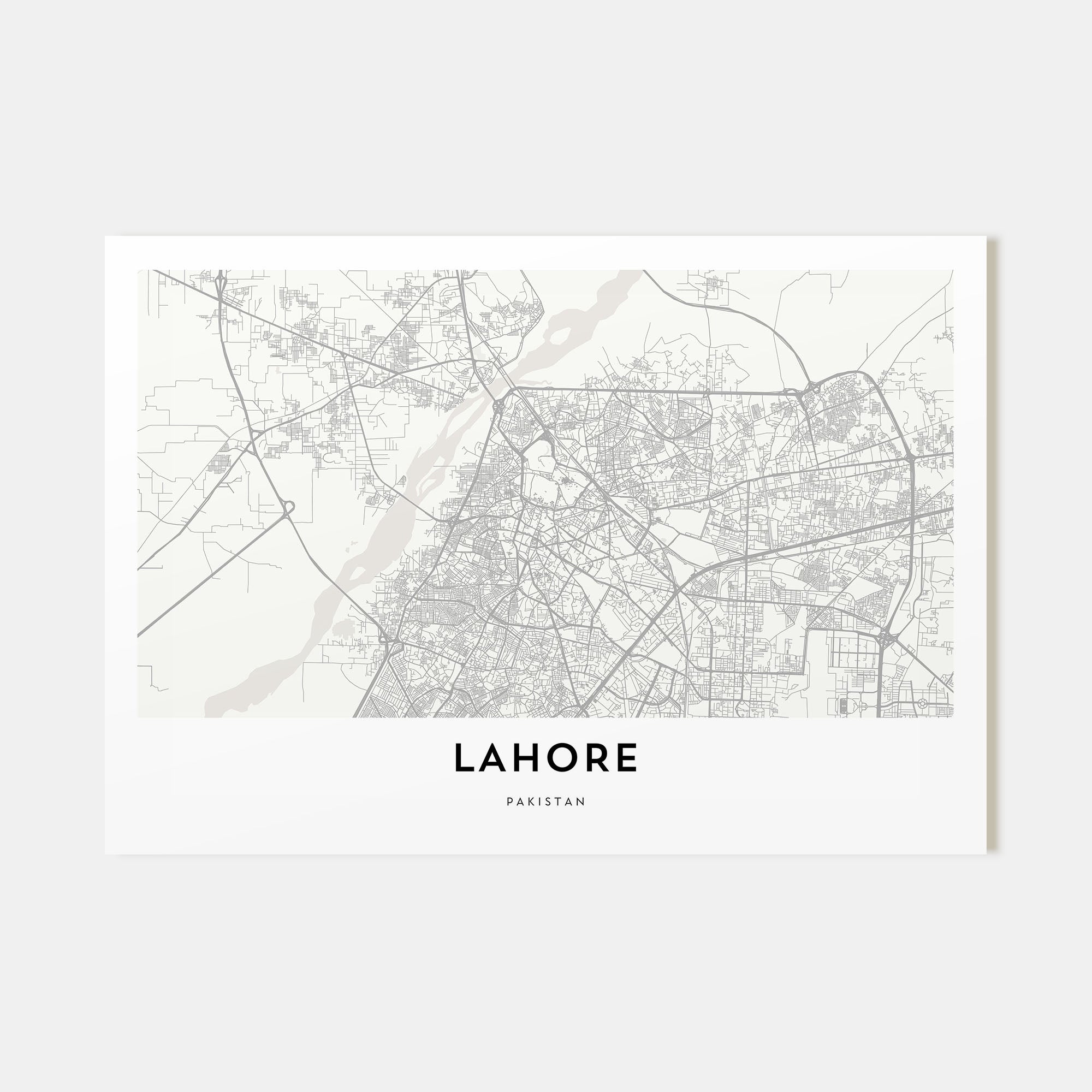 Lahore Map Landscape Poster