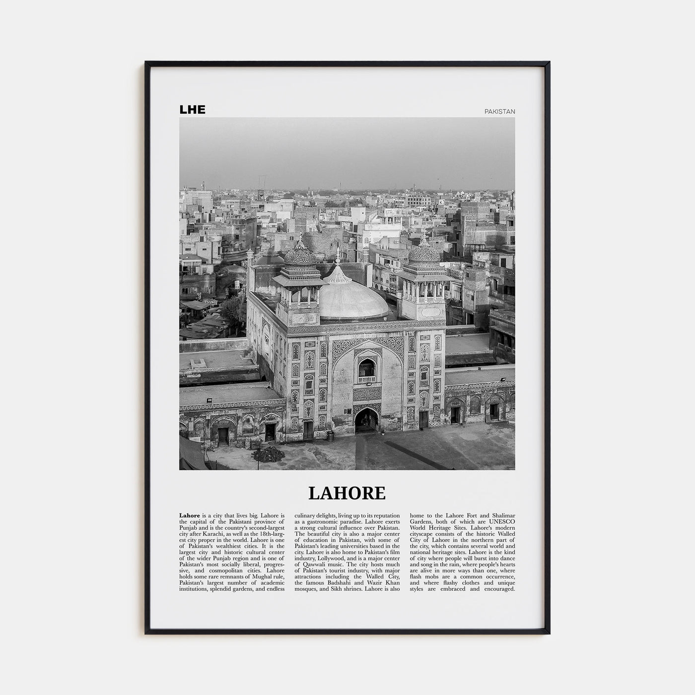 Lahore Travel B&W No 2 Poster
