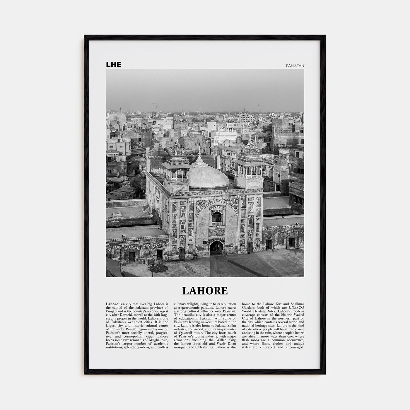 Lahore Travel B&W No 2 Poster