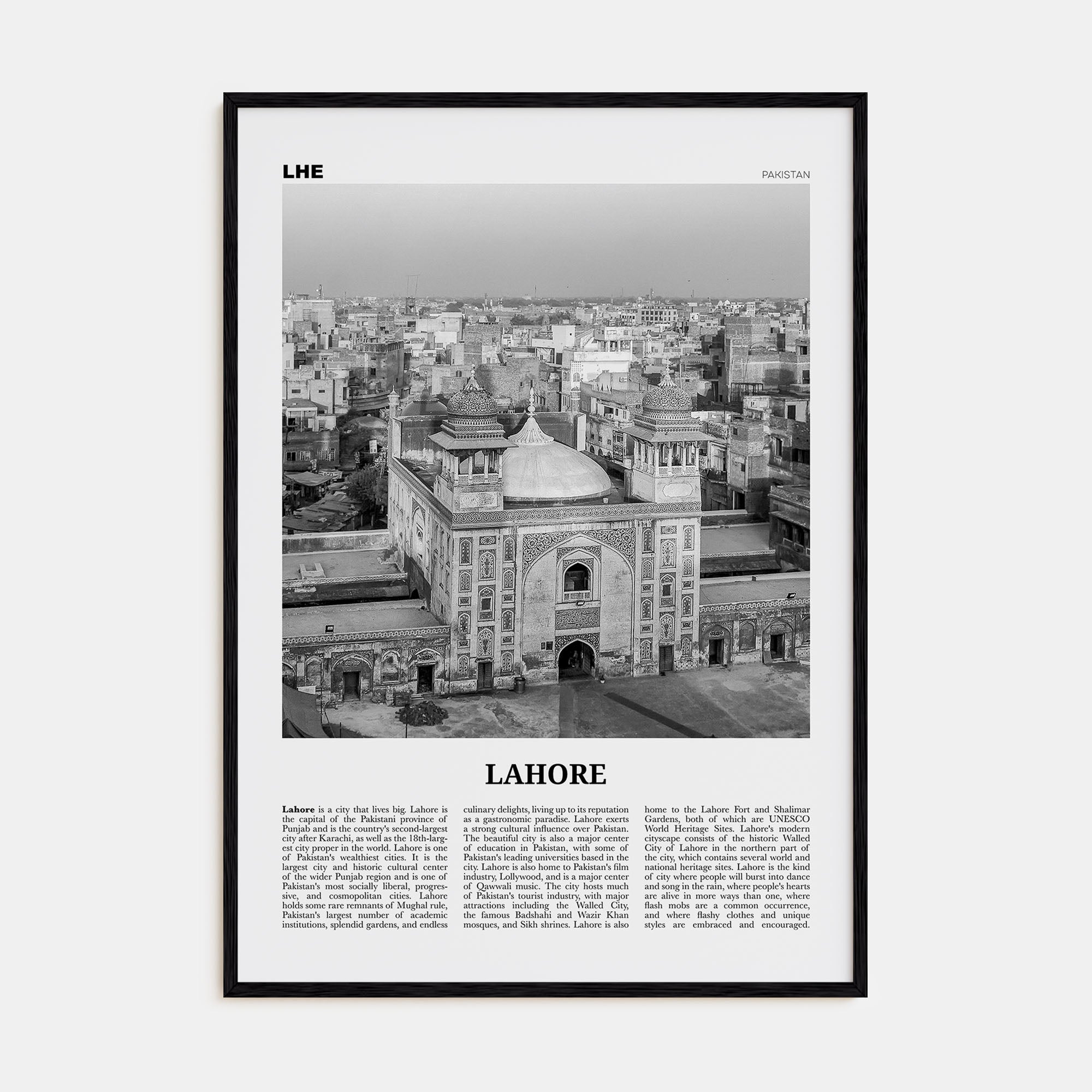 Lahore Travel B&W No 2 Poster