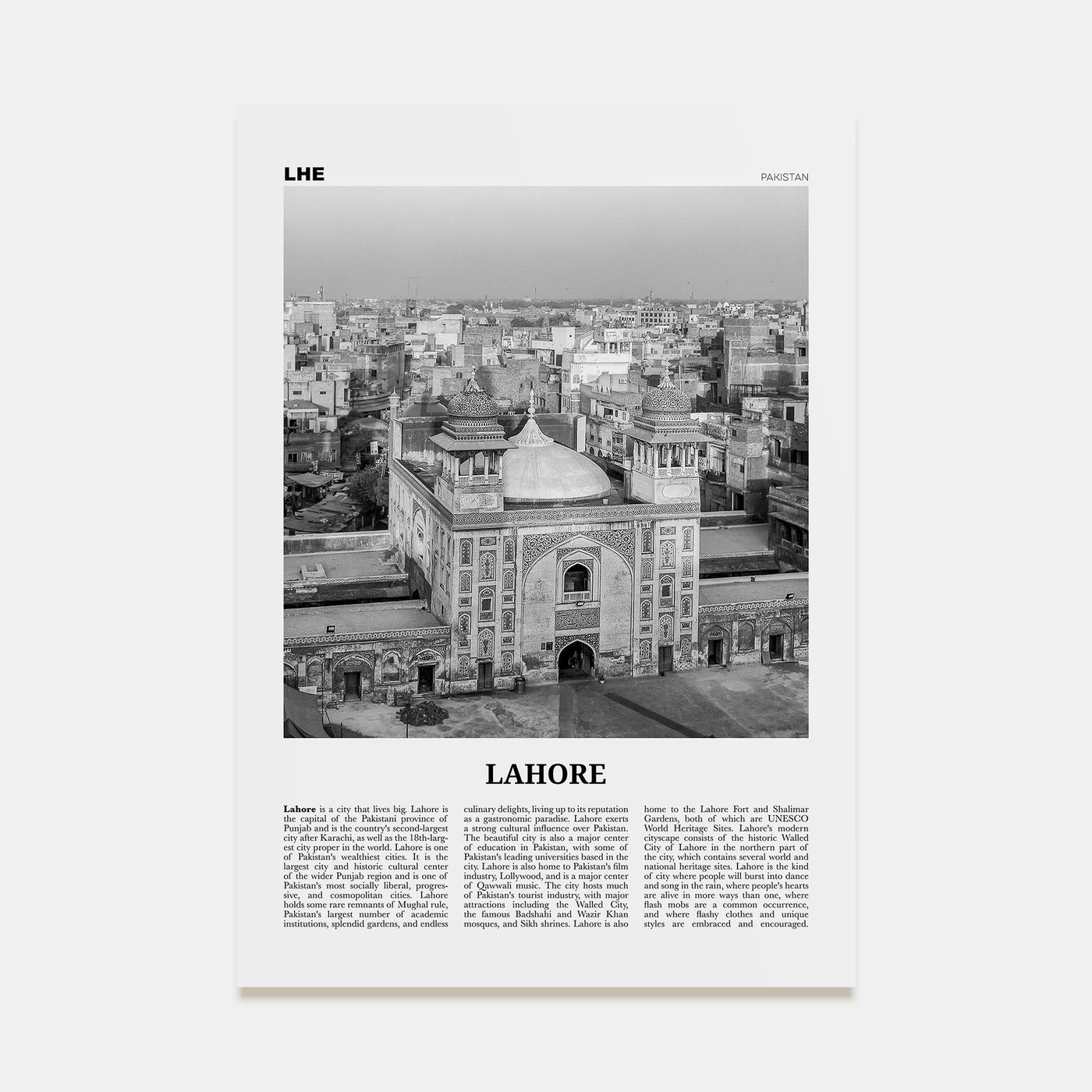 Lahore Travel B&W No 2 Poster