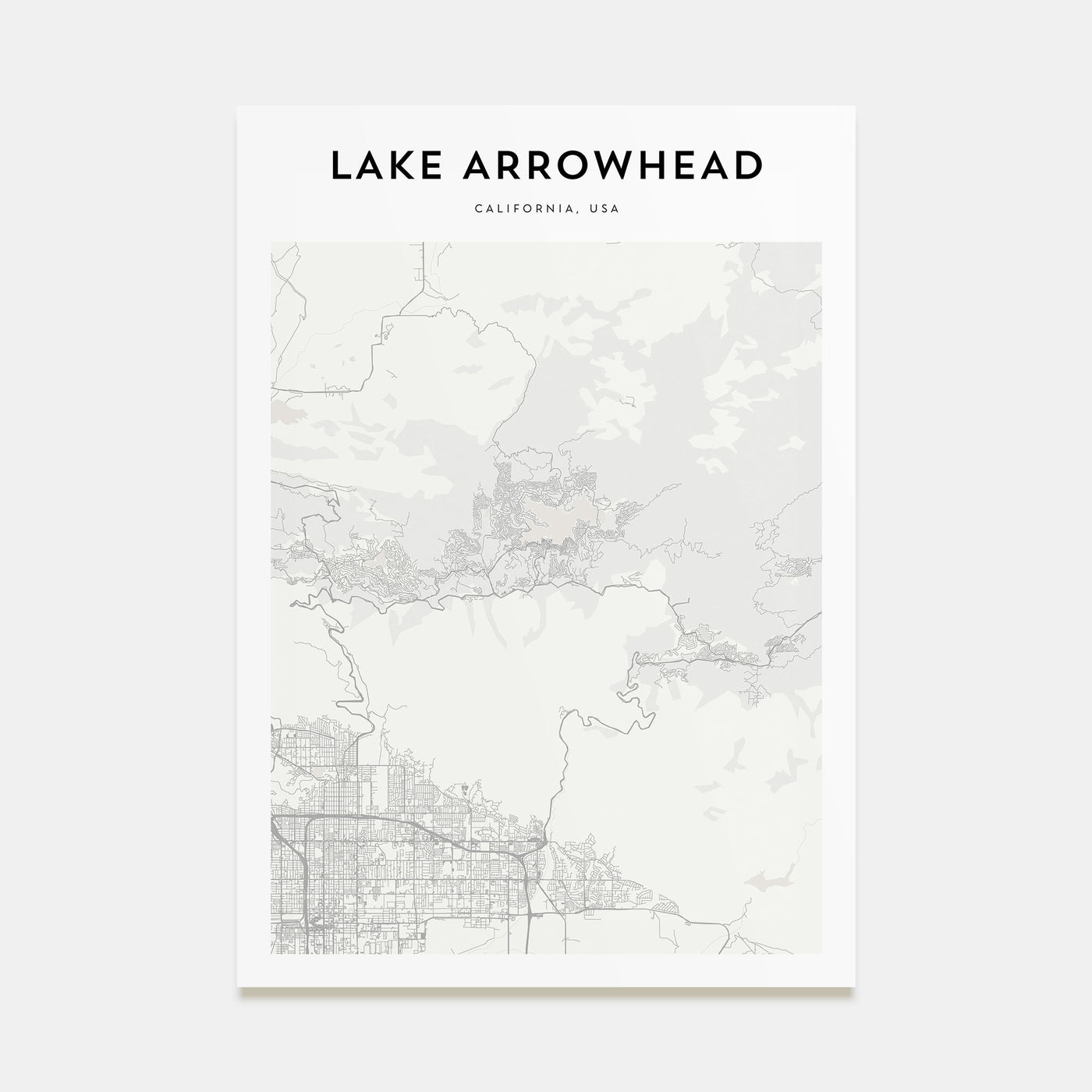 Lake Arrowhead Map Portrait Poster