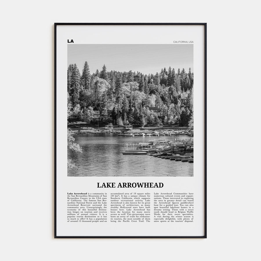 Lake Arrowhead Travel B&W Poster