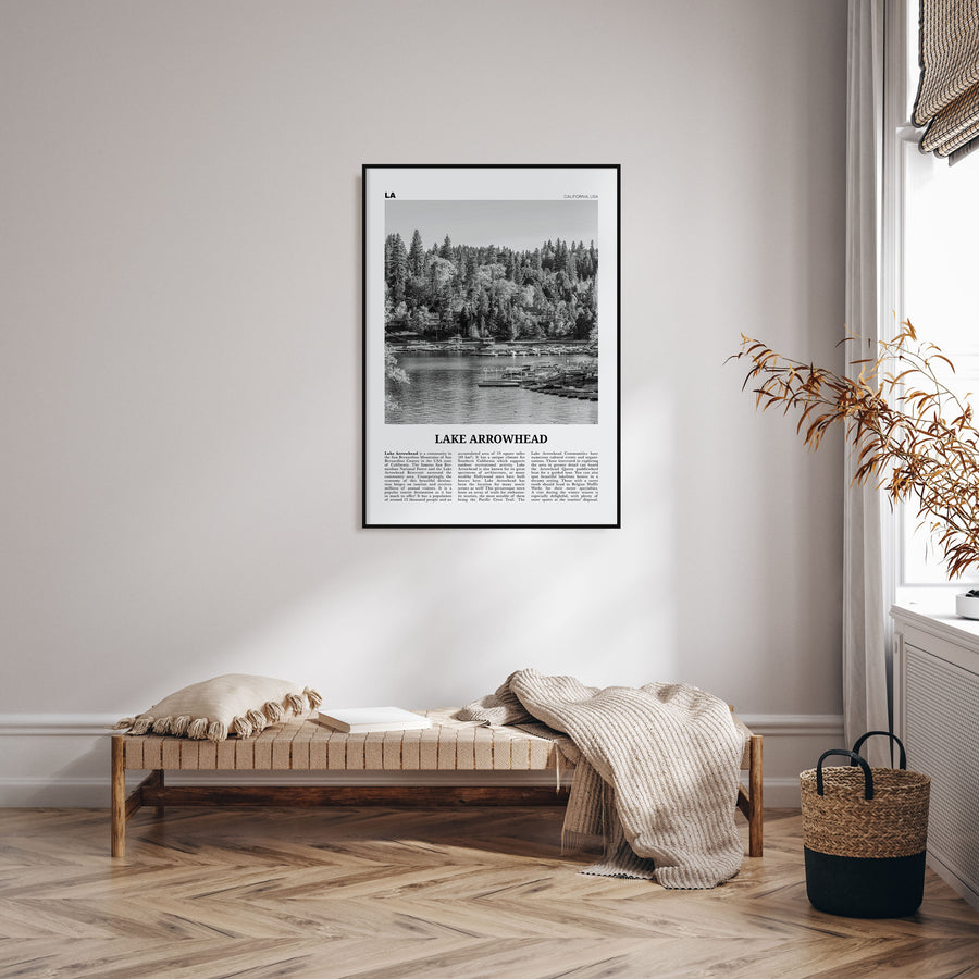 Lake Arrowhead Travel B&W Poster