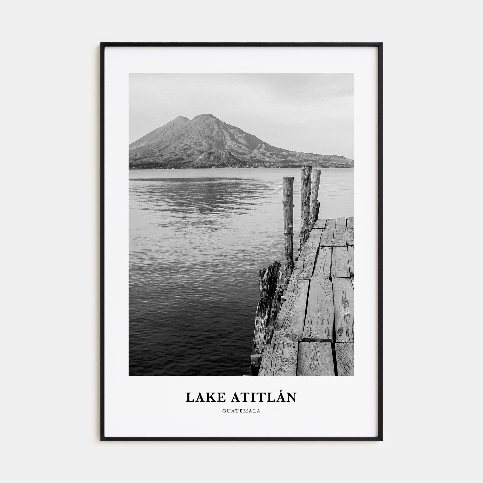Lake Atitlán Portrait B&W Poster