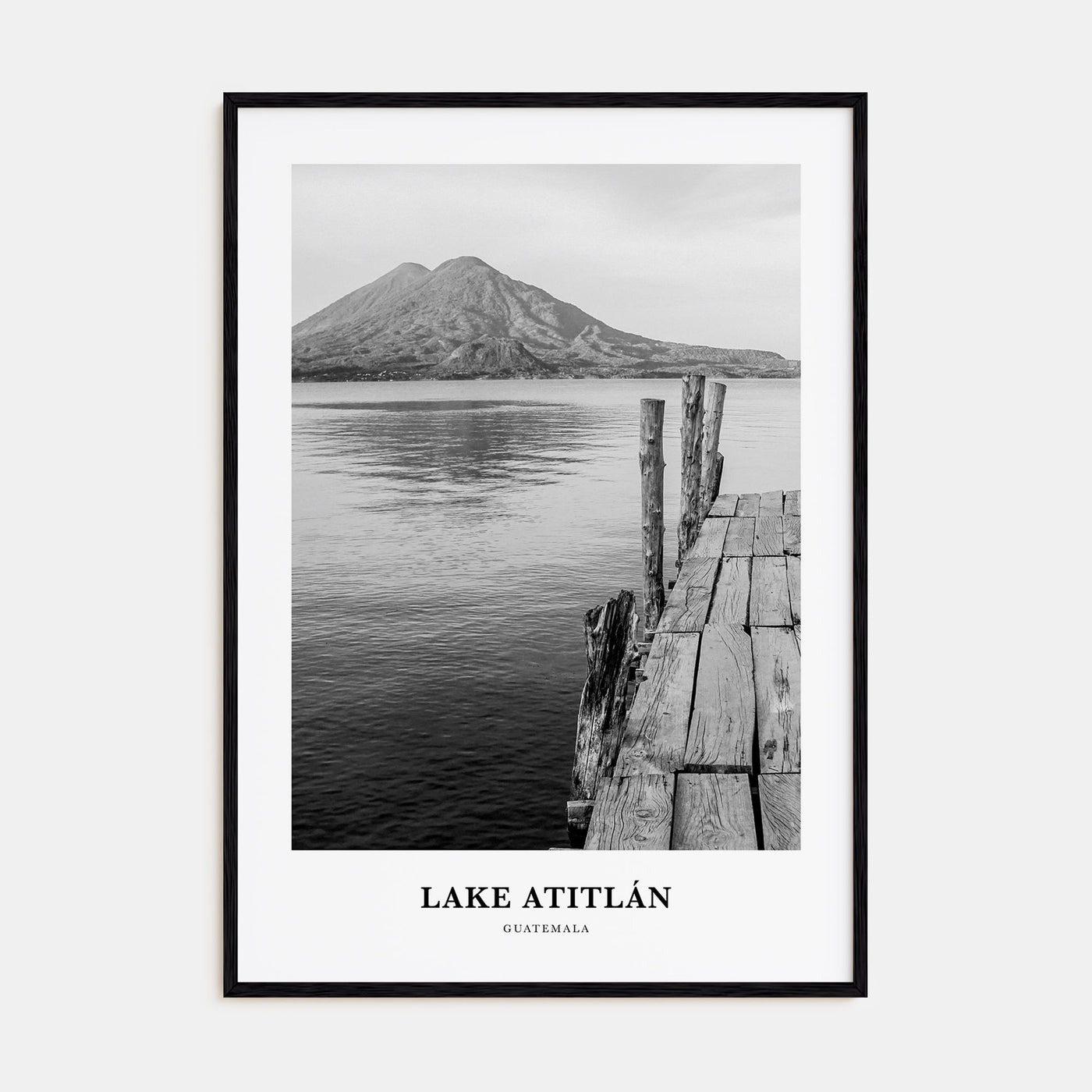 Lake Atitlán Portrait B&W Poster