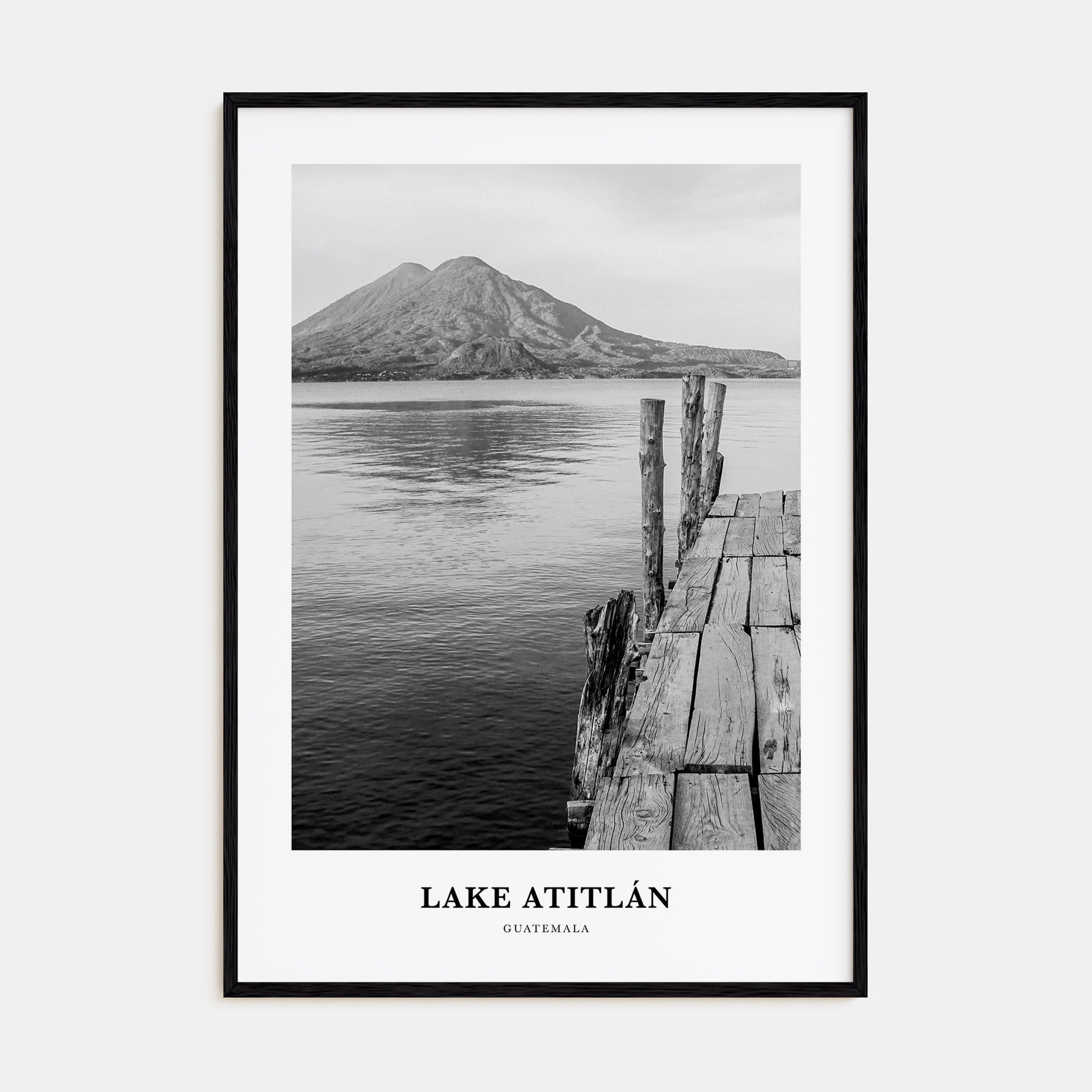 Lake Atitlán Portrait B&W Poster