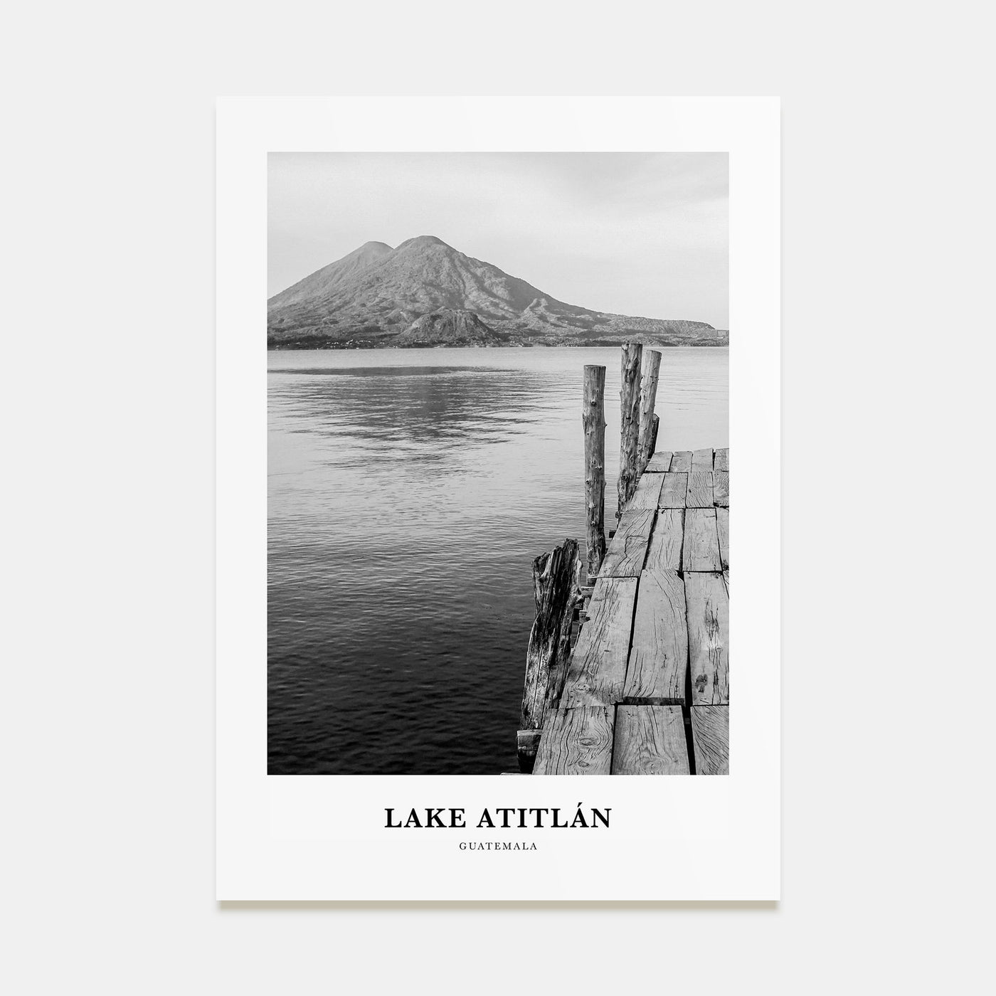 Lake Atitlán Portrait B&W Poster