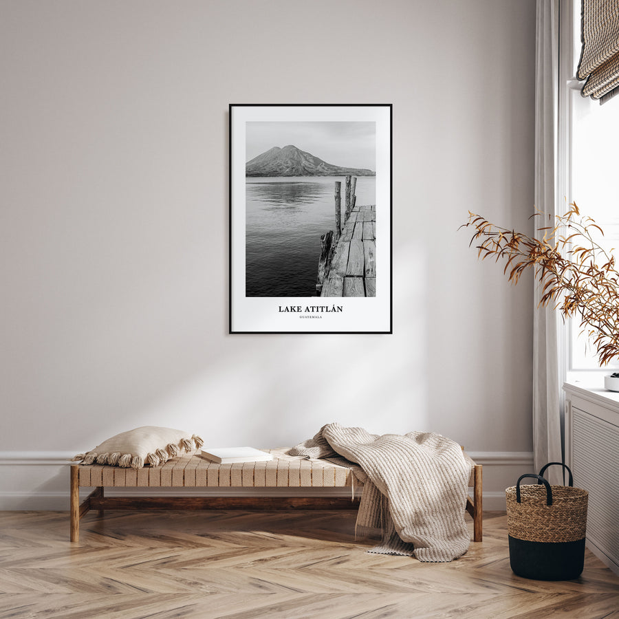 Lake Atitlán Portrait B&W Poster