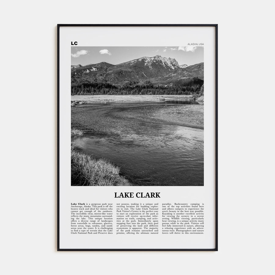 Lake Clark National Park Travel B&W Poster