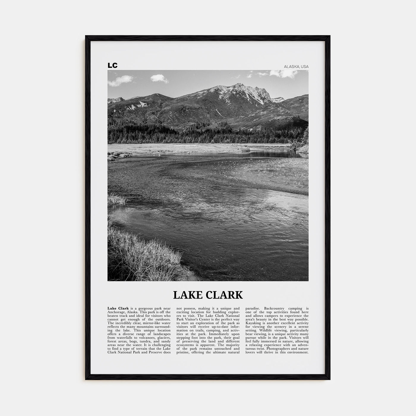 Lake Clark National Park Travel B&W Poster