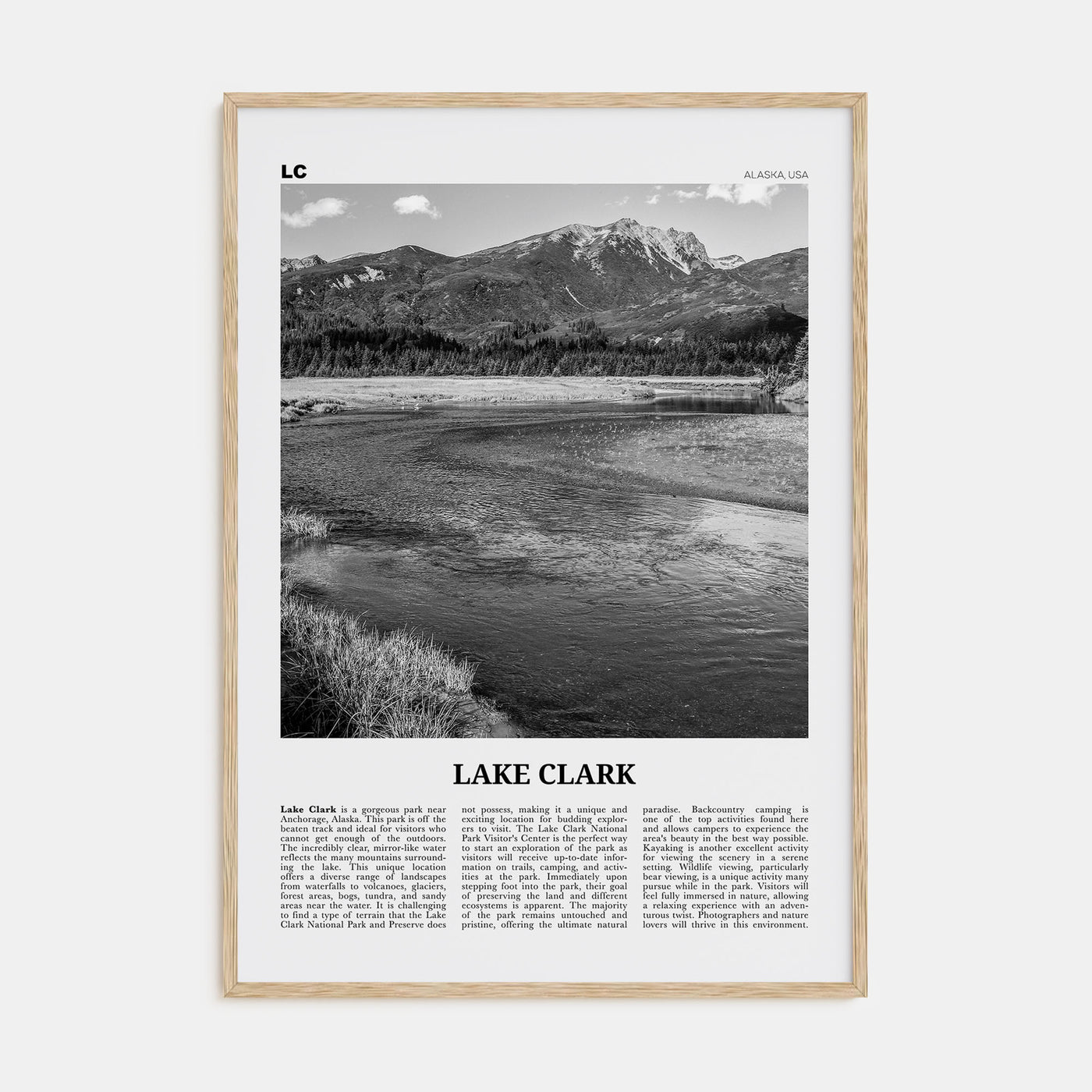 Lake Clark National Park Travel B&W Poster