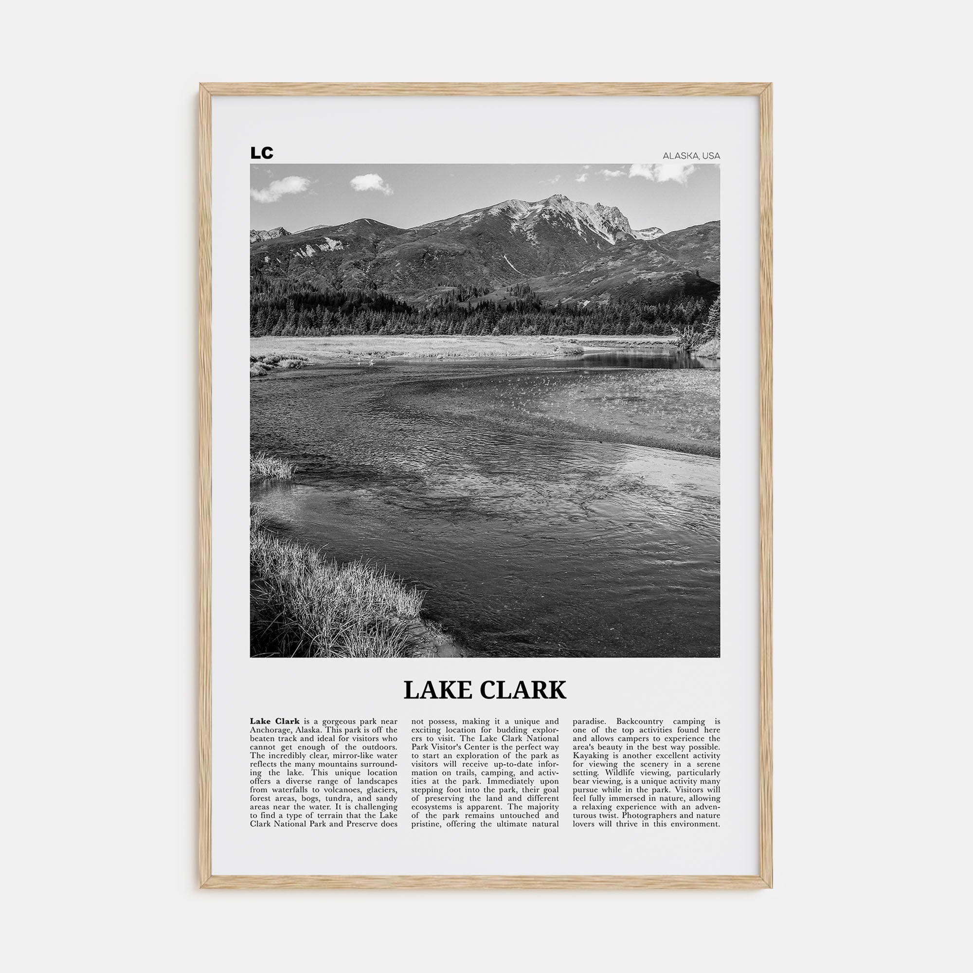 Lake Clark National Park Travel B&W Poster