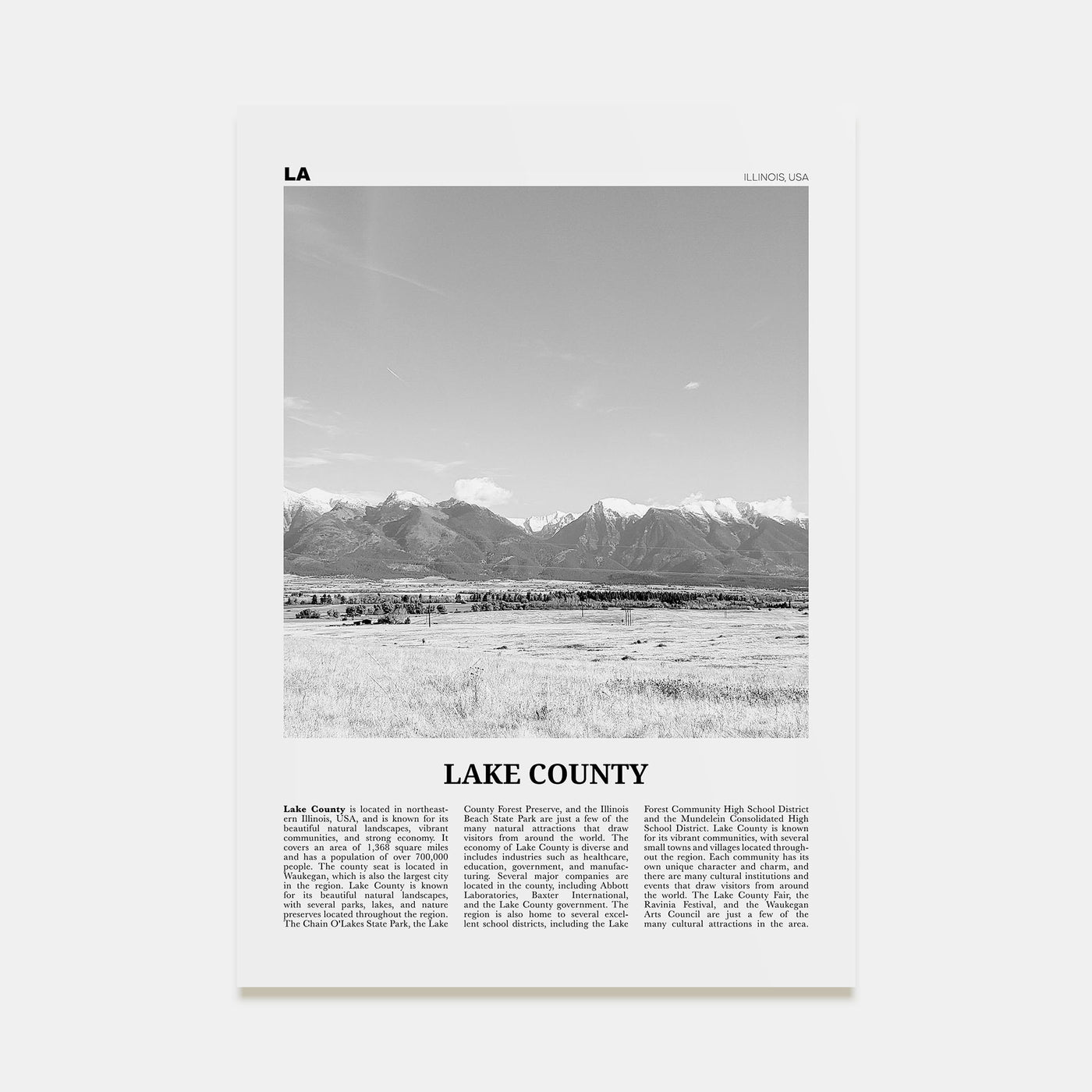 Lake County Travel B&W Poster