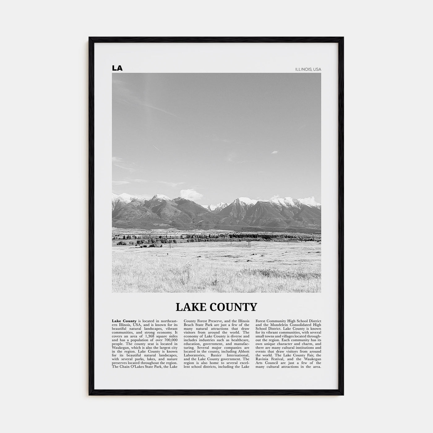 Lake County Travel B&W Poster