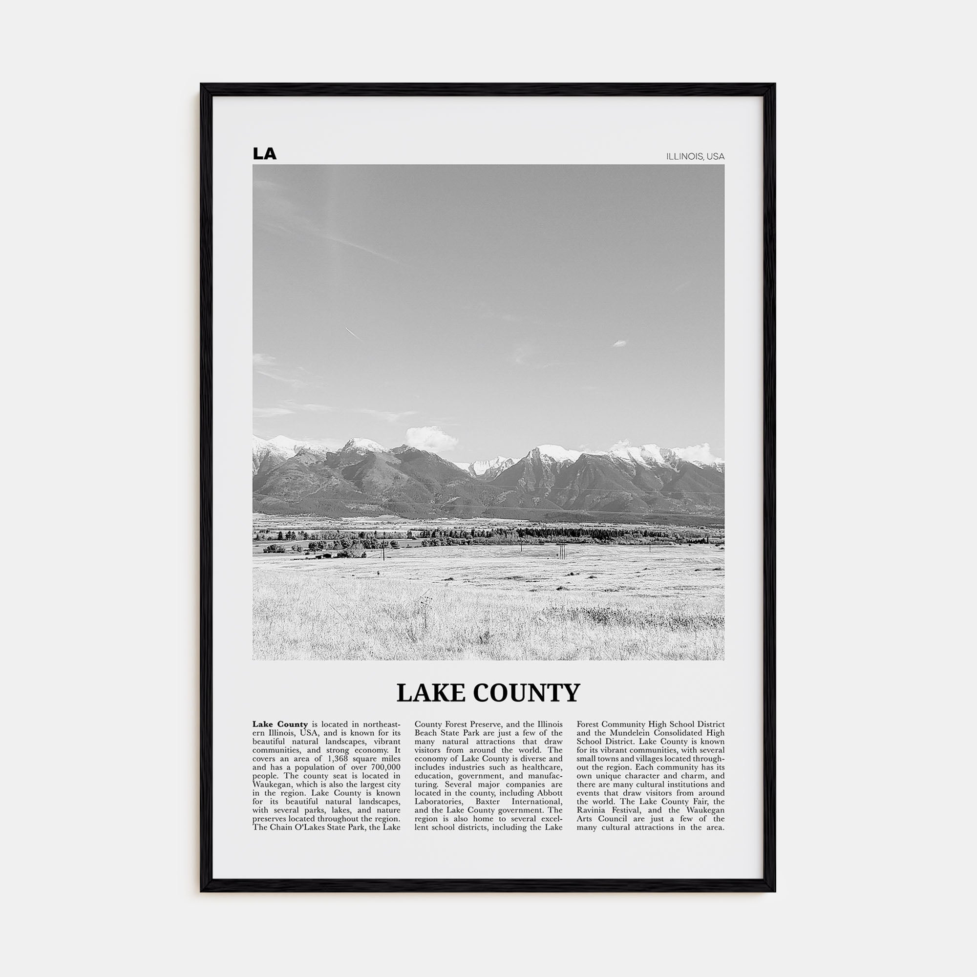 Lake County Travel B&W Poster