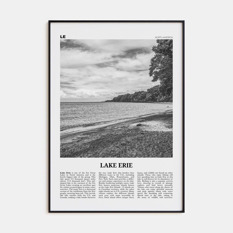 Lake Erie Travel B&W Poster