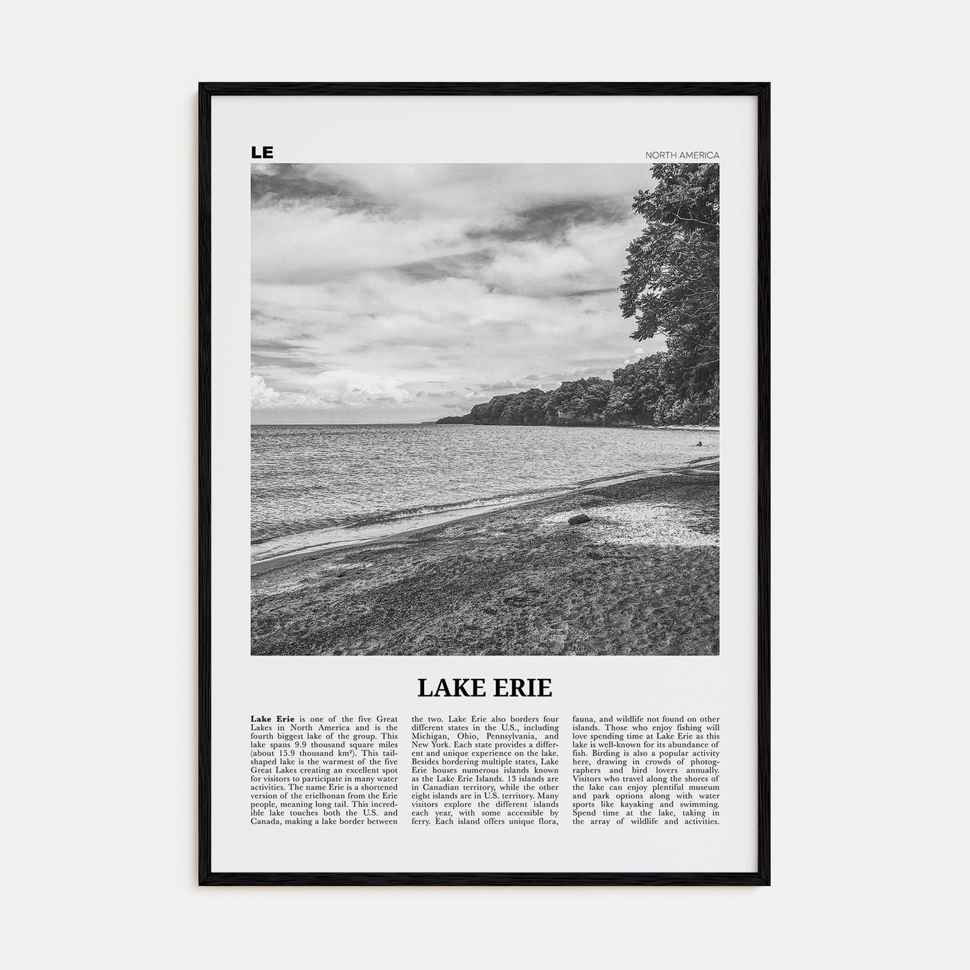 Lake Erie Travel B&W Poster