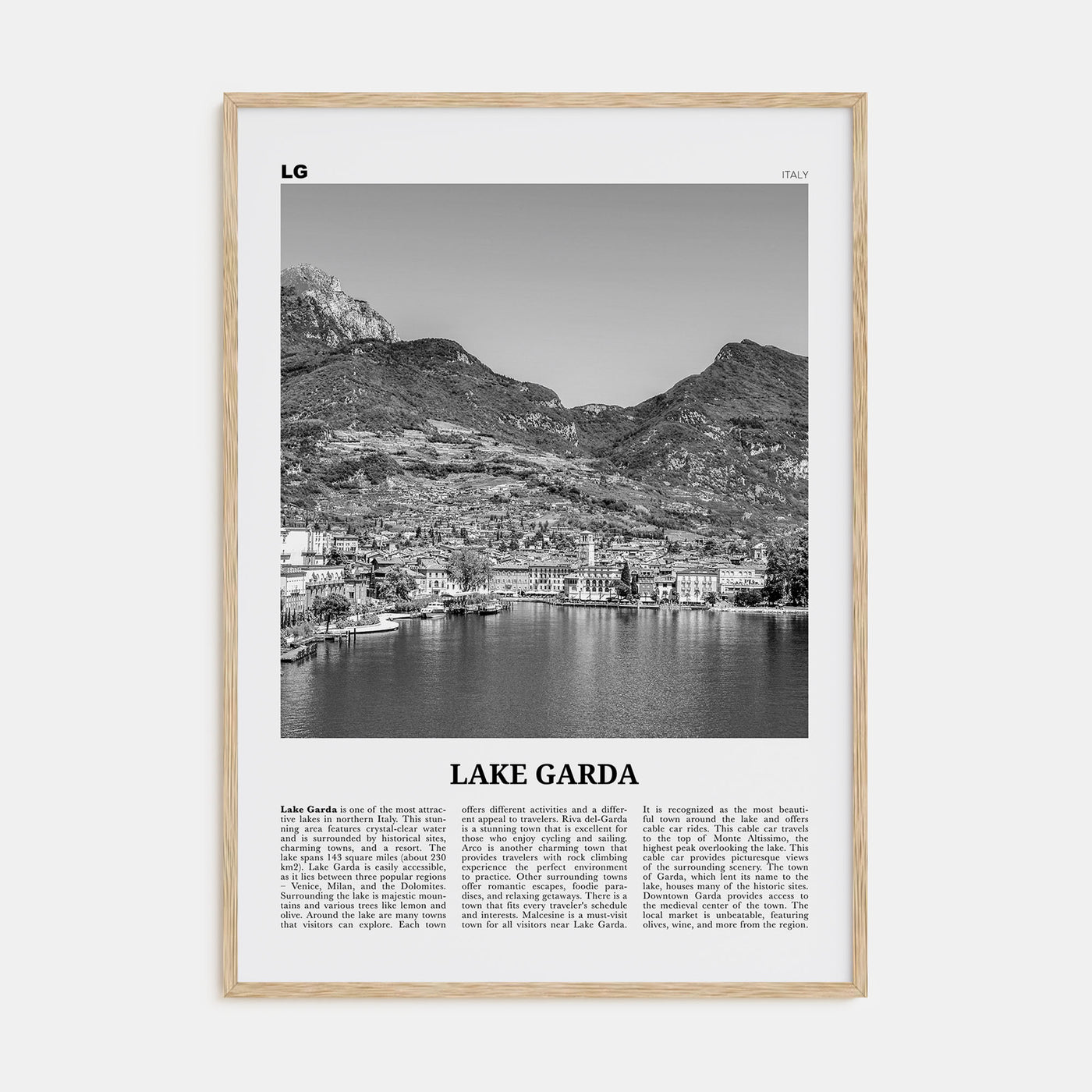 Lake Garda Travel B&W Poster