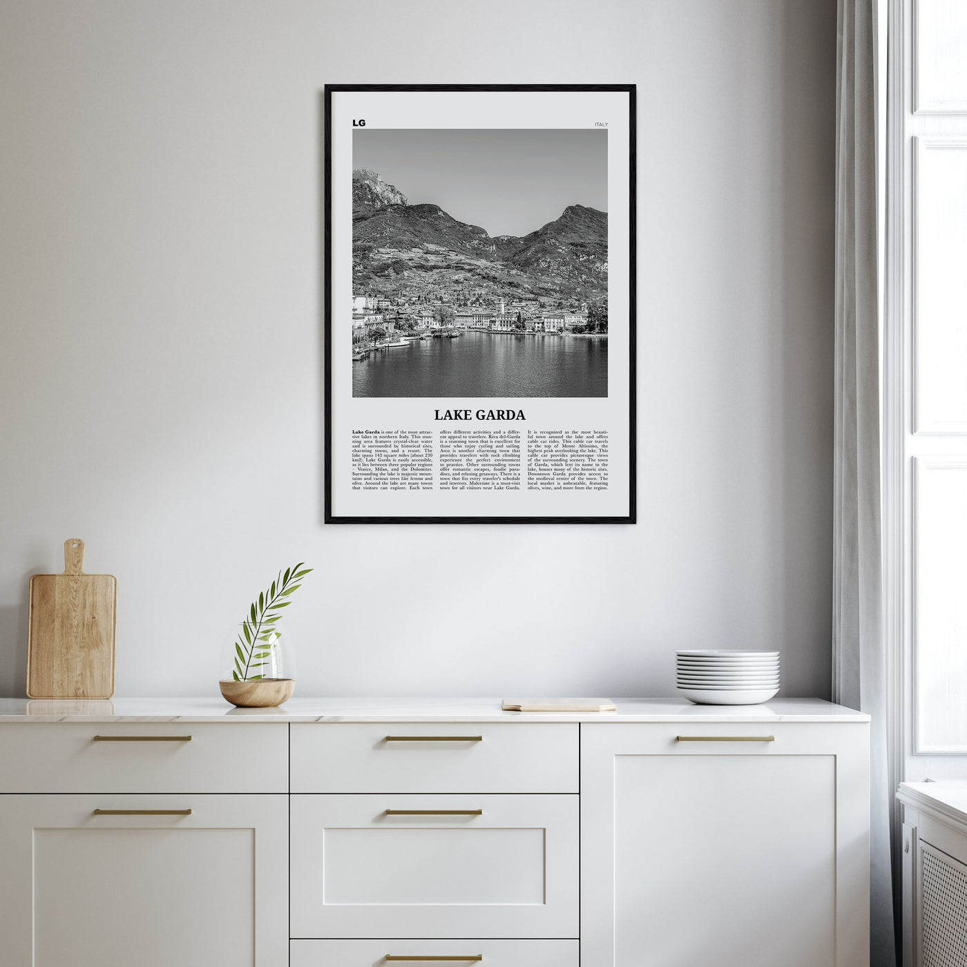 Lake Garda Travel B&W Poster