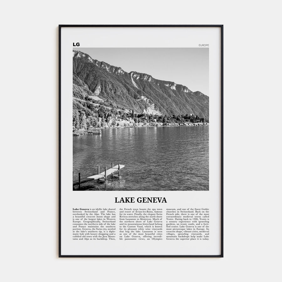 Lake Geneva Travel B&W Poster